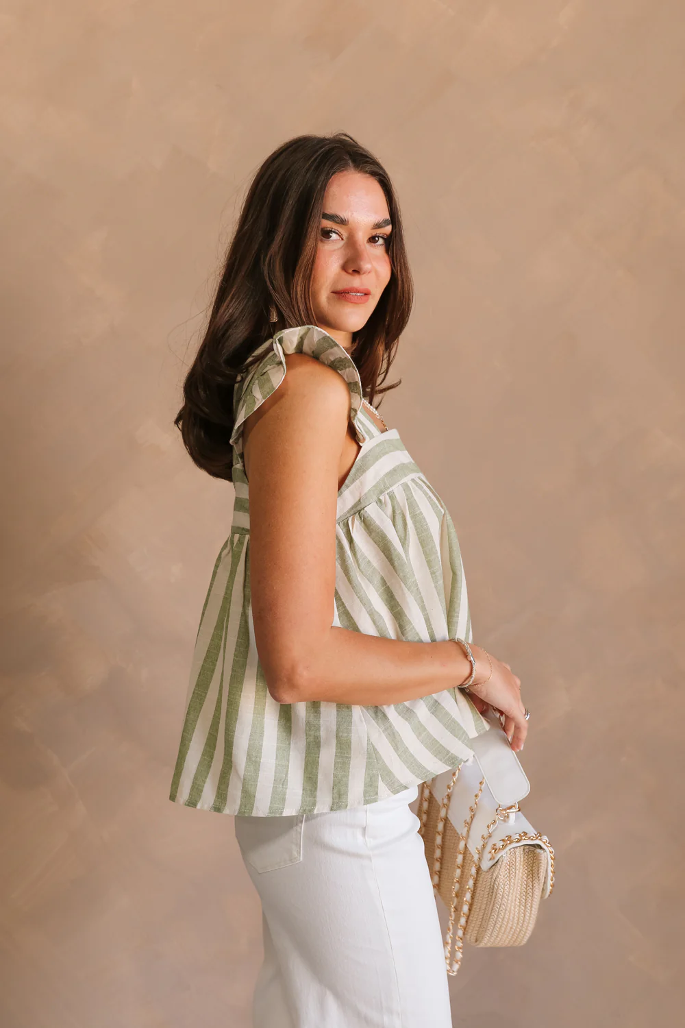 Coraline Green & Ivory Striped Tank - Image 4