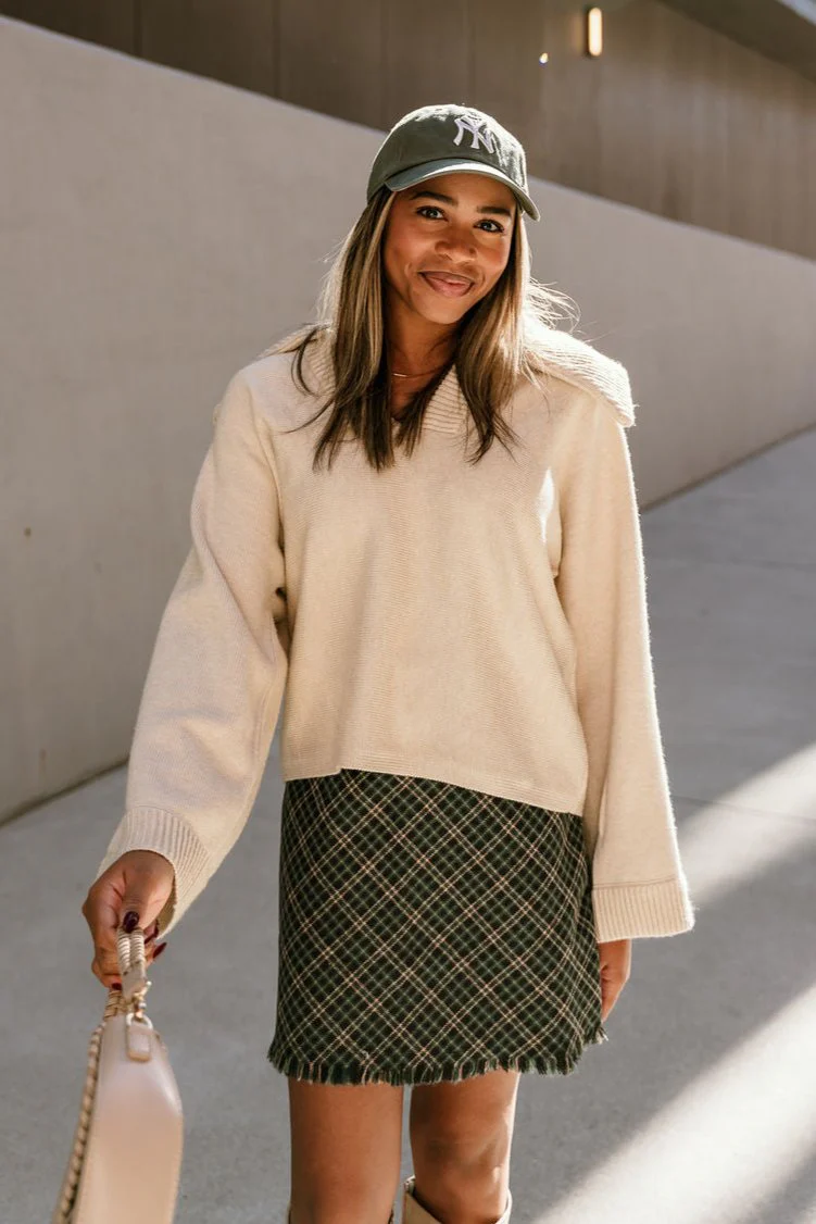 Corinne Cream Collar Long Sleeve Sweater - Image 5
