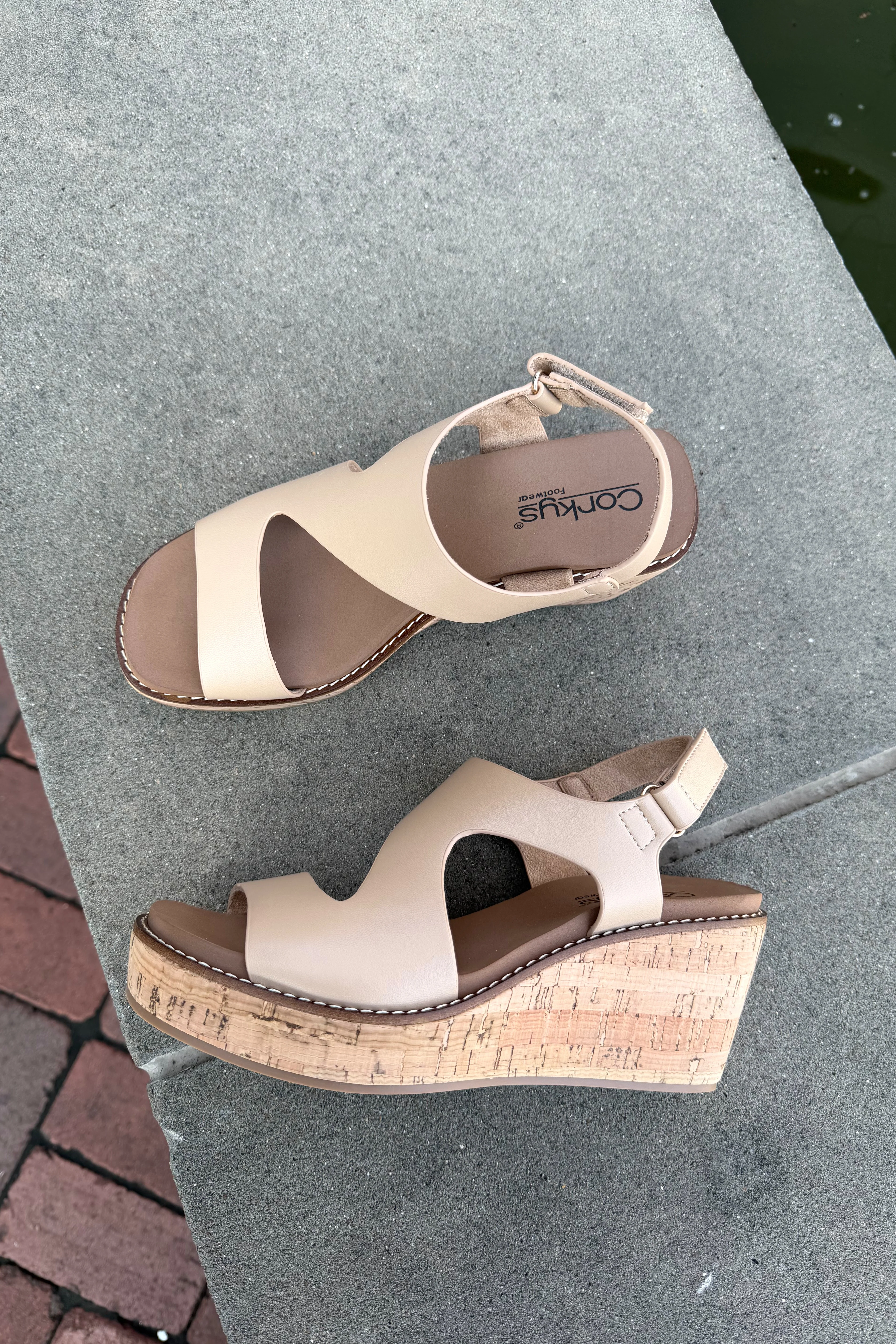 Corkys Steppin Out Camel Wedge Sandal