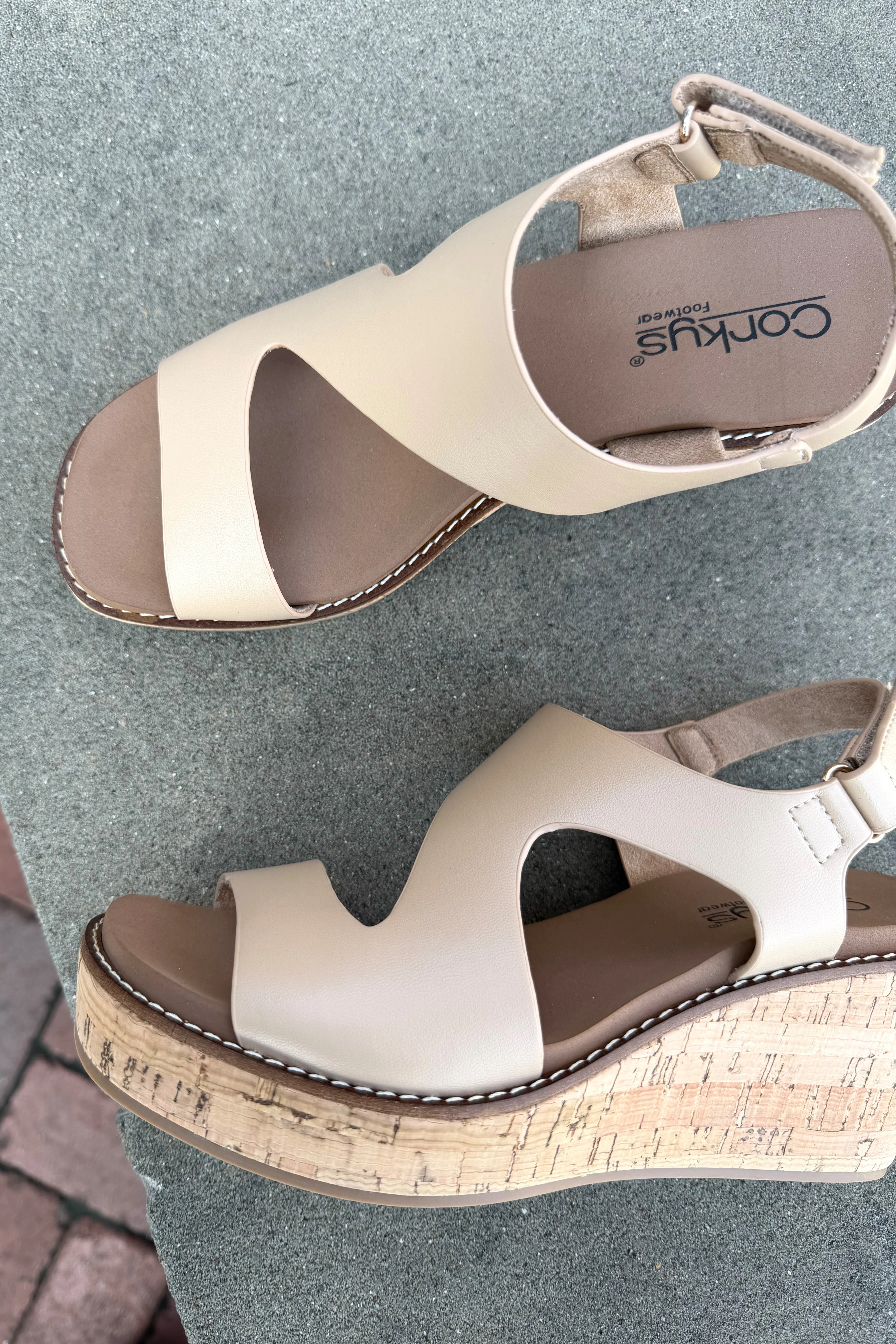Corkys Steppin Out Camel Wedge Sandal - Image 2