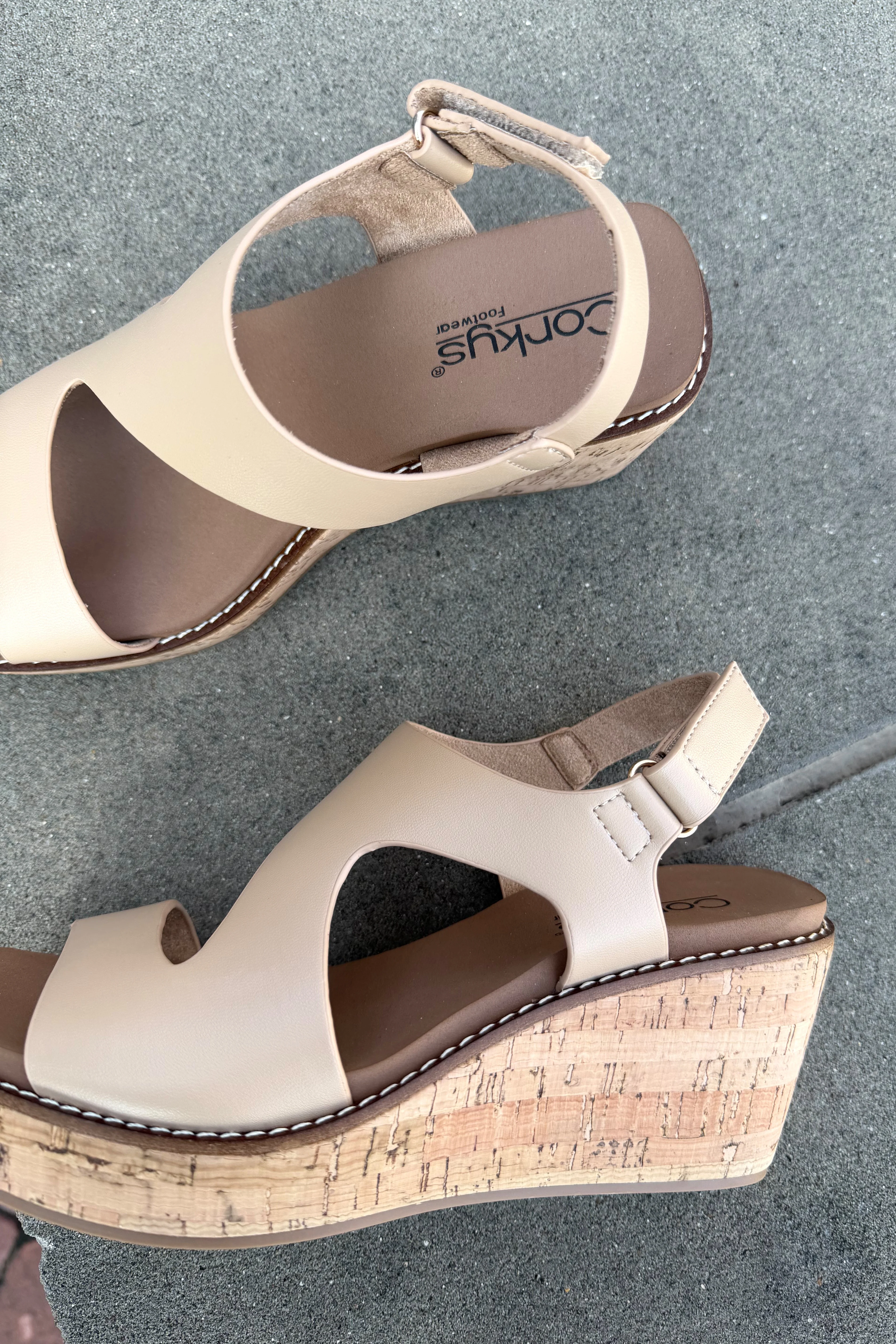 Corkys Steppin Out Camel Wedge Sandal - Image 3