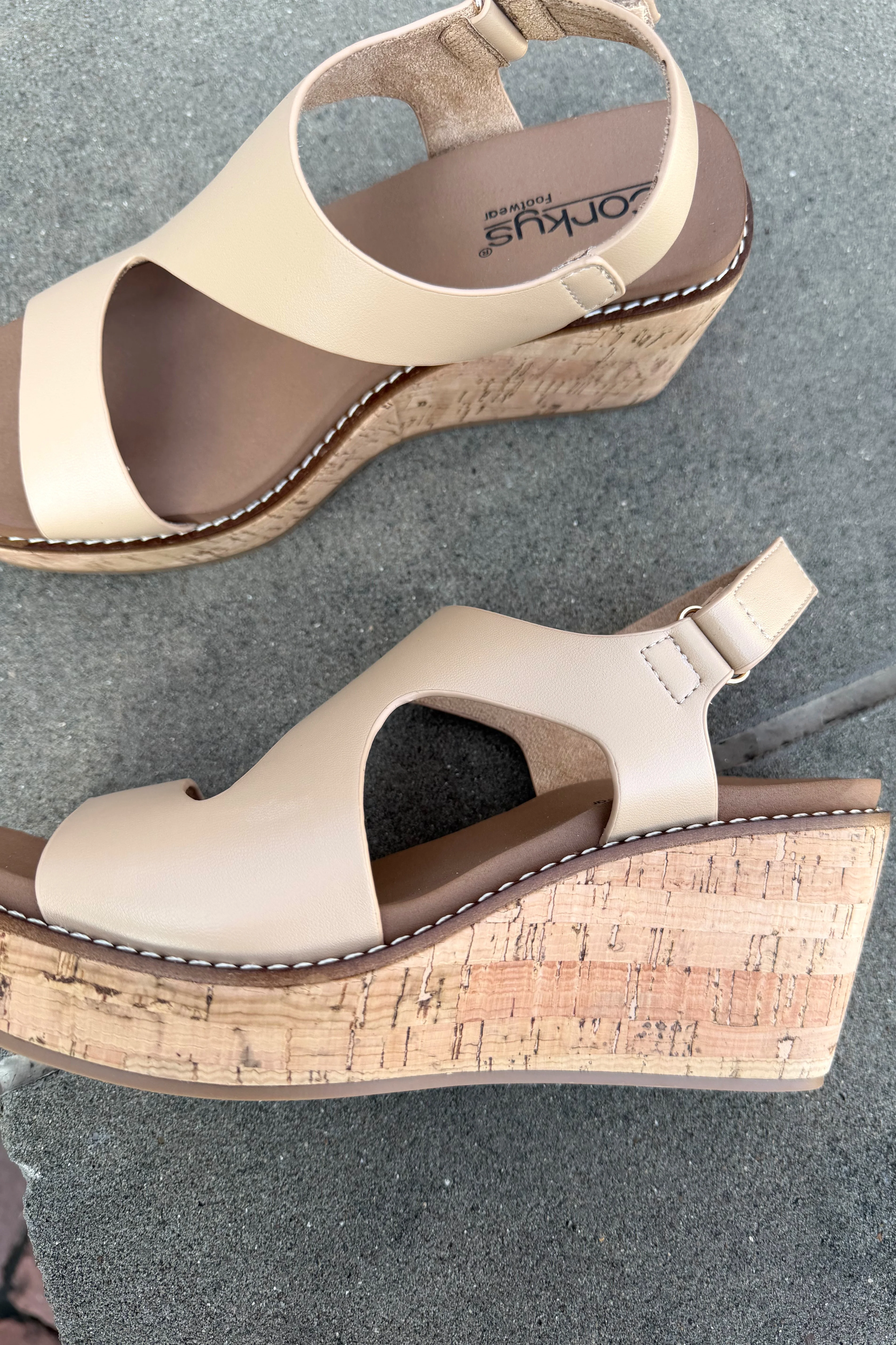 Corkys Steppin Out Camel Wedge Sandal - Image 4