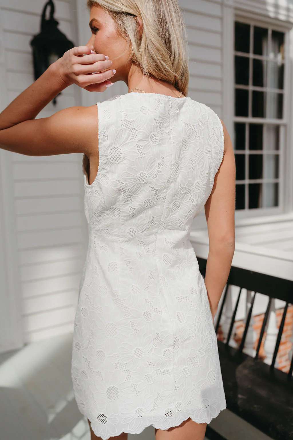 Cosette Off White Floral Eyelet Mini Dress - Image 4