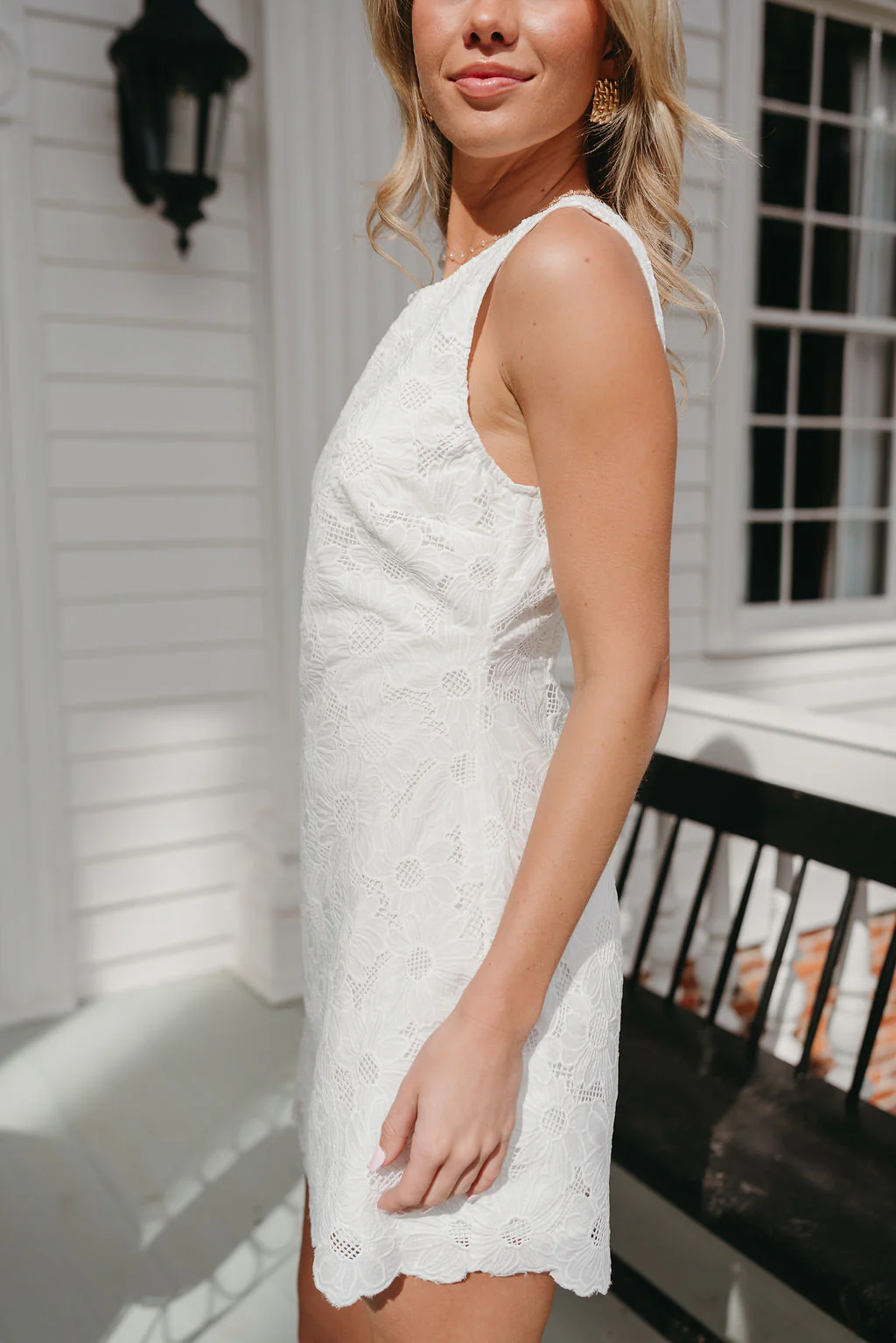 Cosette Off White Floral Eyelet Mini Dress - Image 6