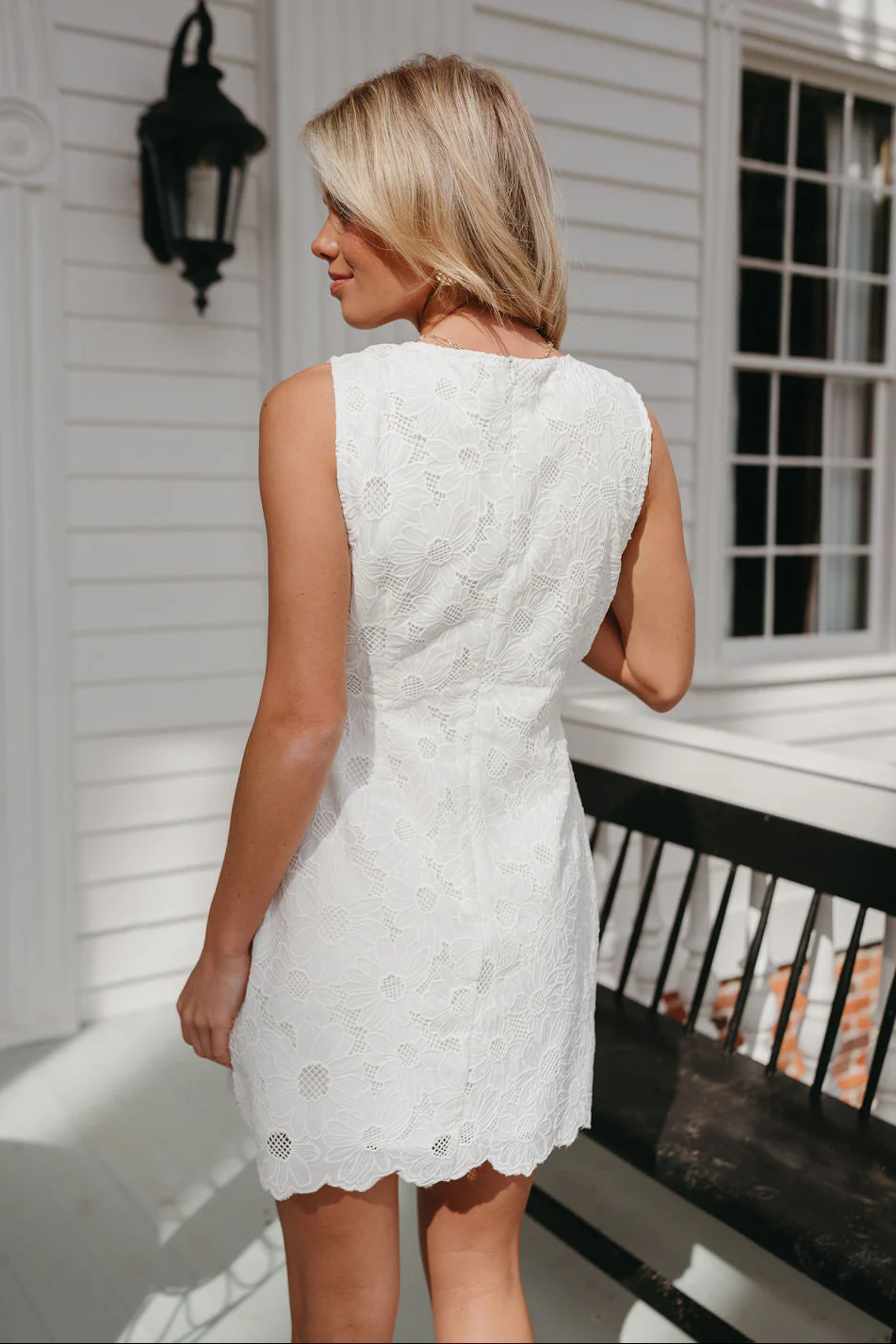 Cosette Off White Floral Eyelet Mini Dress - Image 7