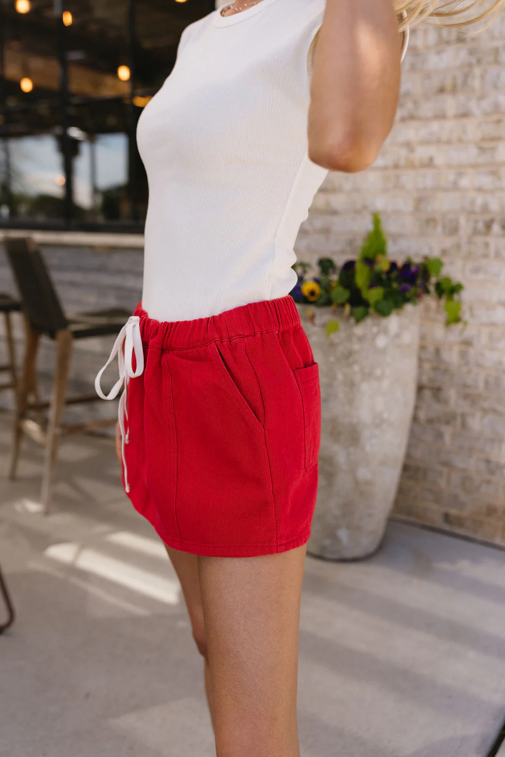 Courtney Red Denim Skort - Image 7