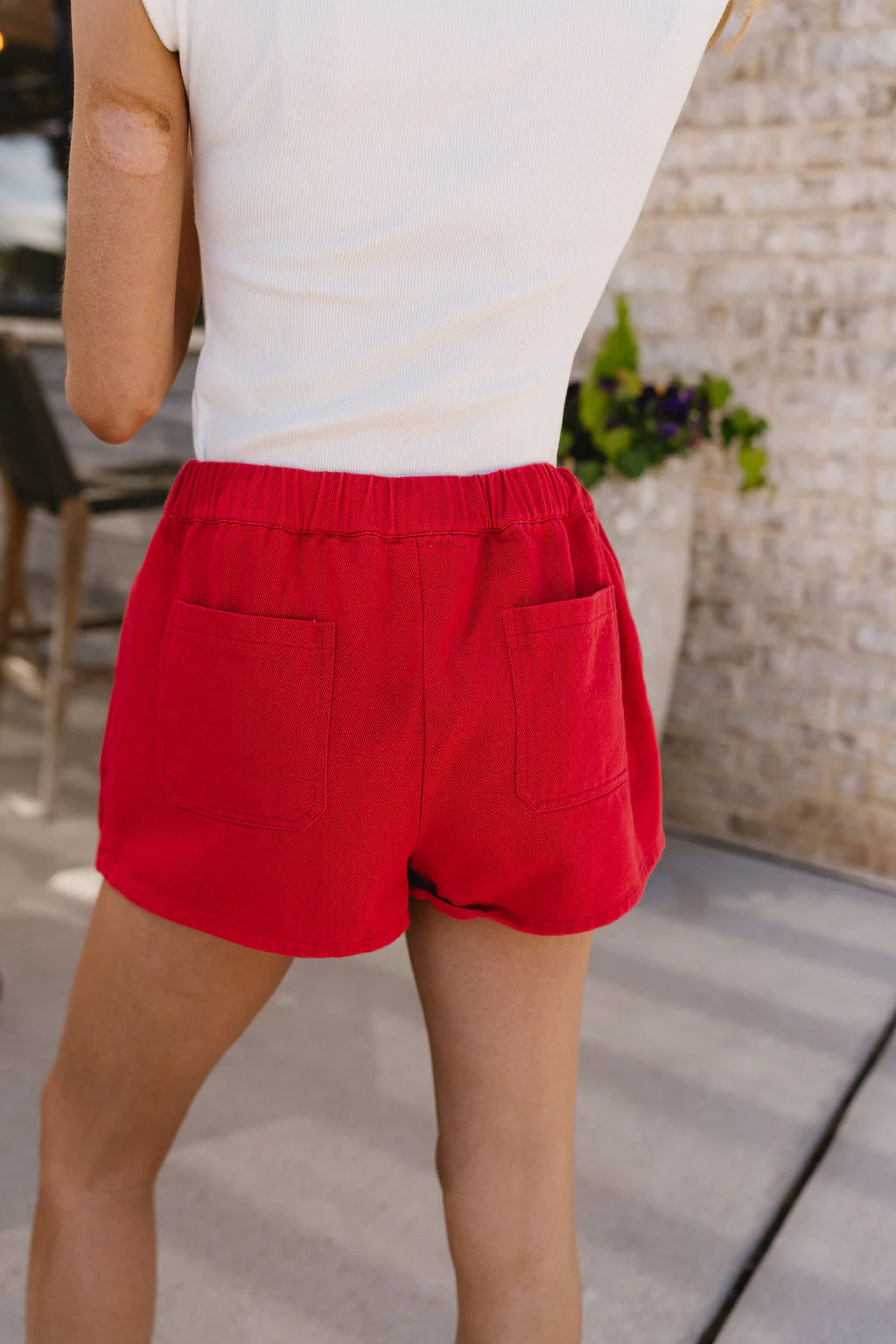 Courtney Red Denim Skort - Image 8