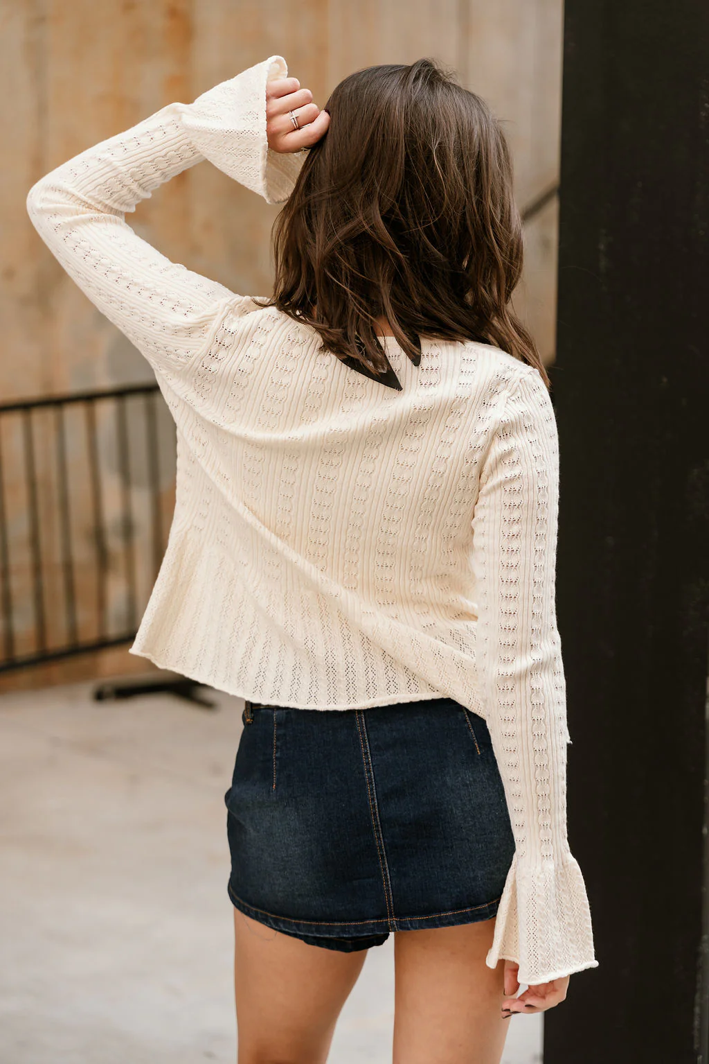 Sydney Cream Knit Flare Tie Cardigan - Image 4