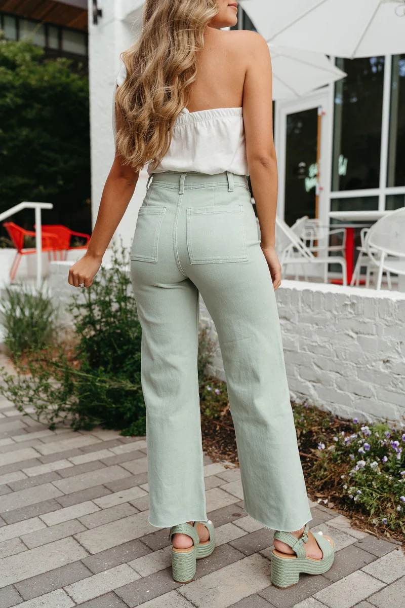 Cross Road Jeans in Mint Green - Image 4