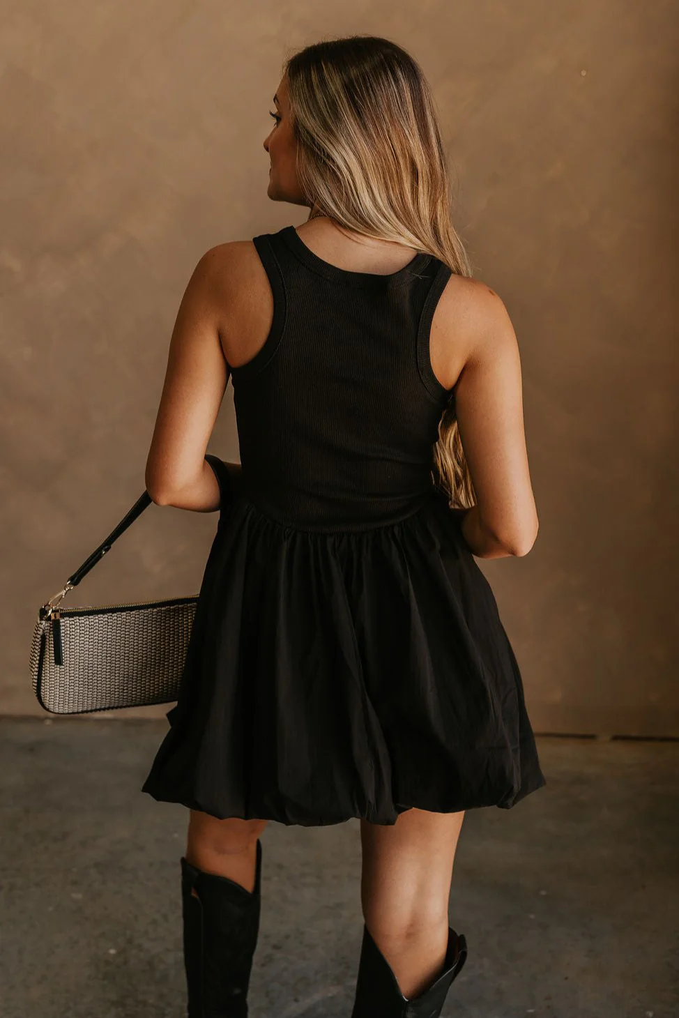Luna Black Bubble Mini Dress - Image 4