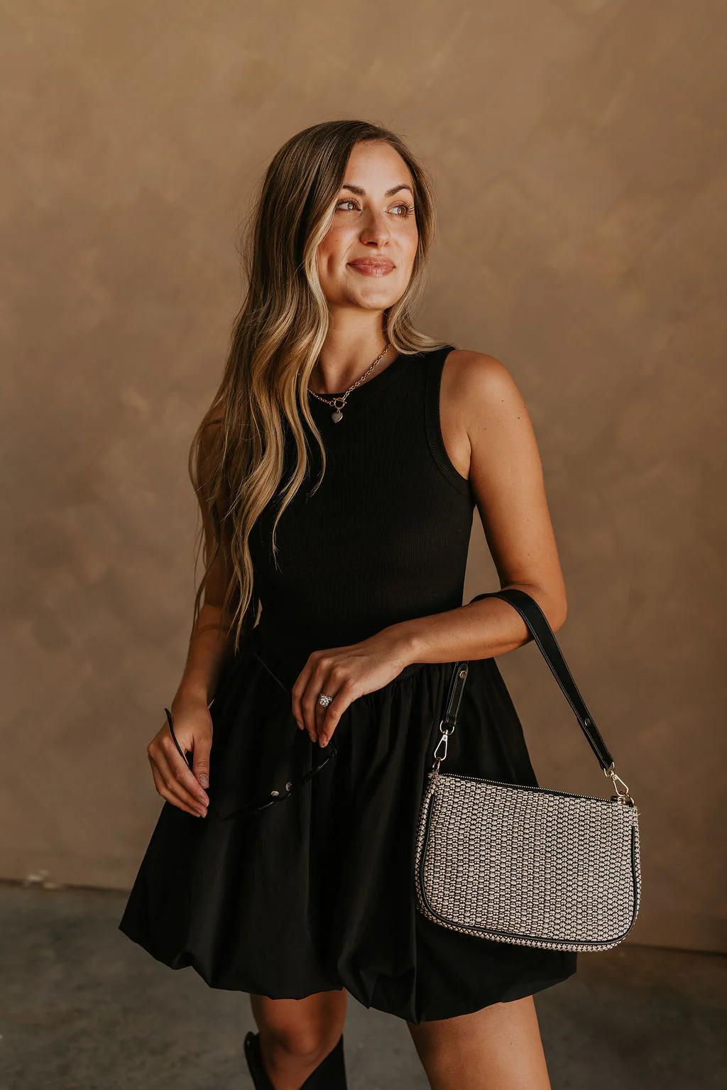 Luna Black Bubble Mini Dress - Image 5