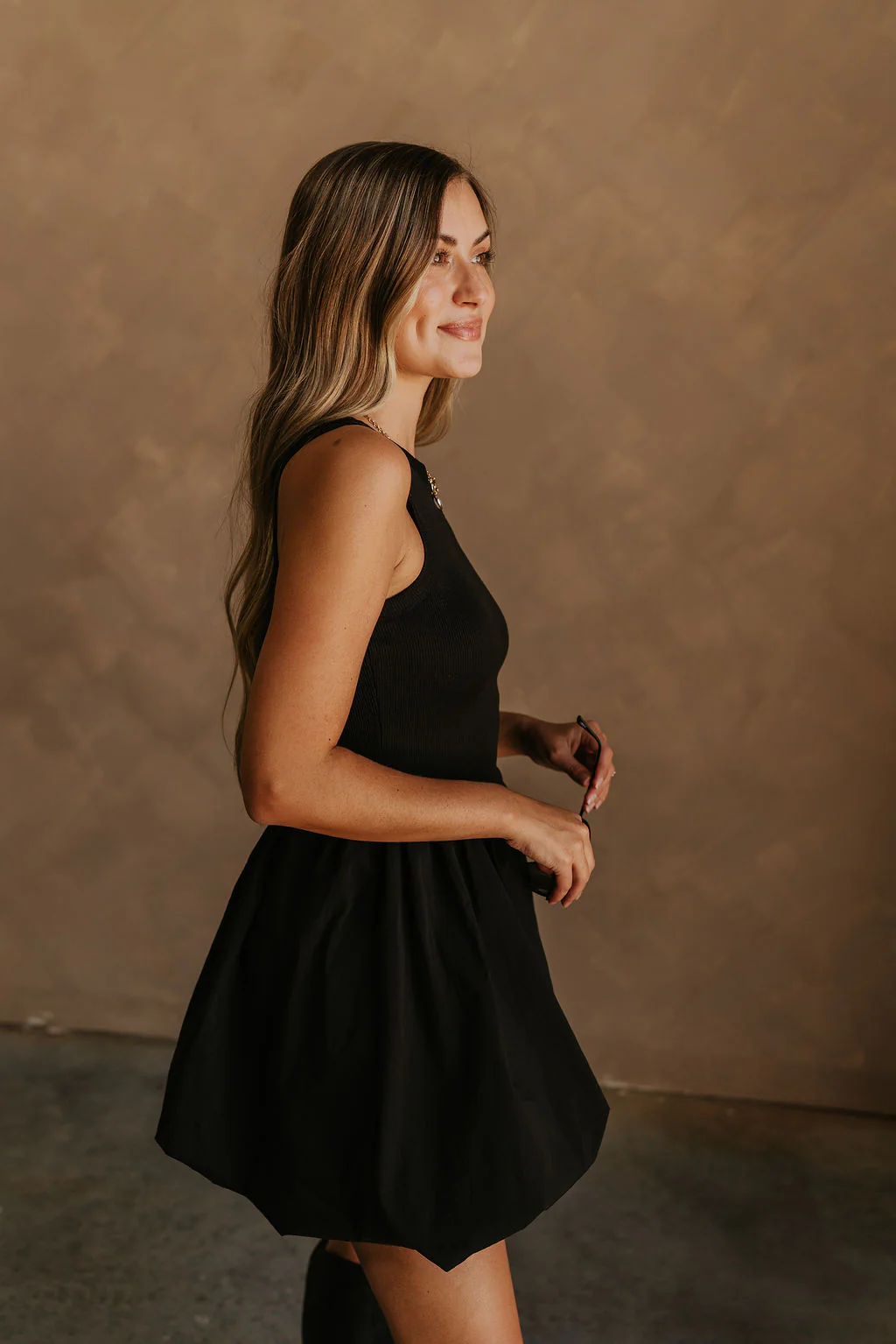 Luna Black Bubble Mini Dress - Image 6