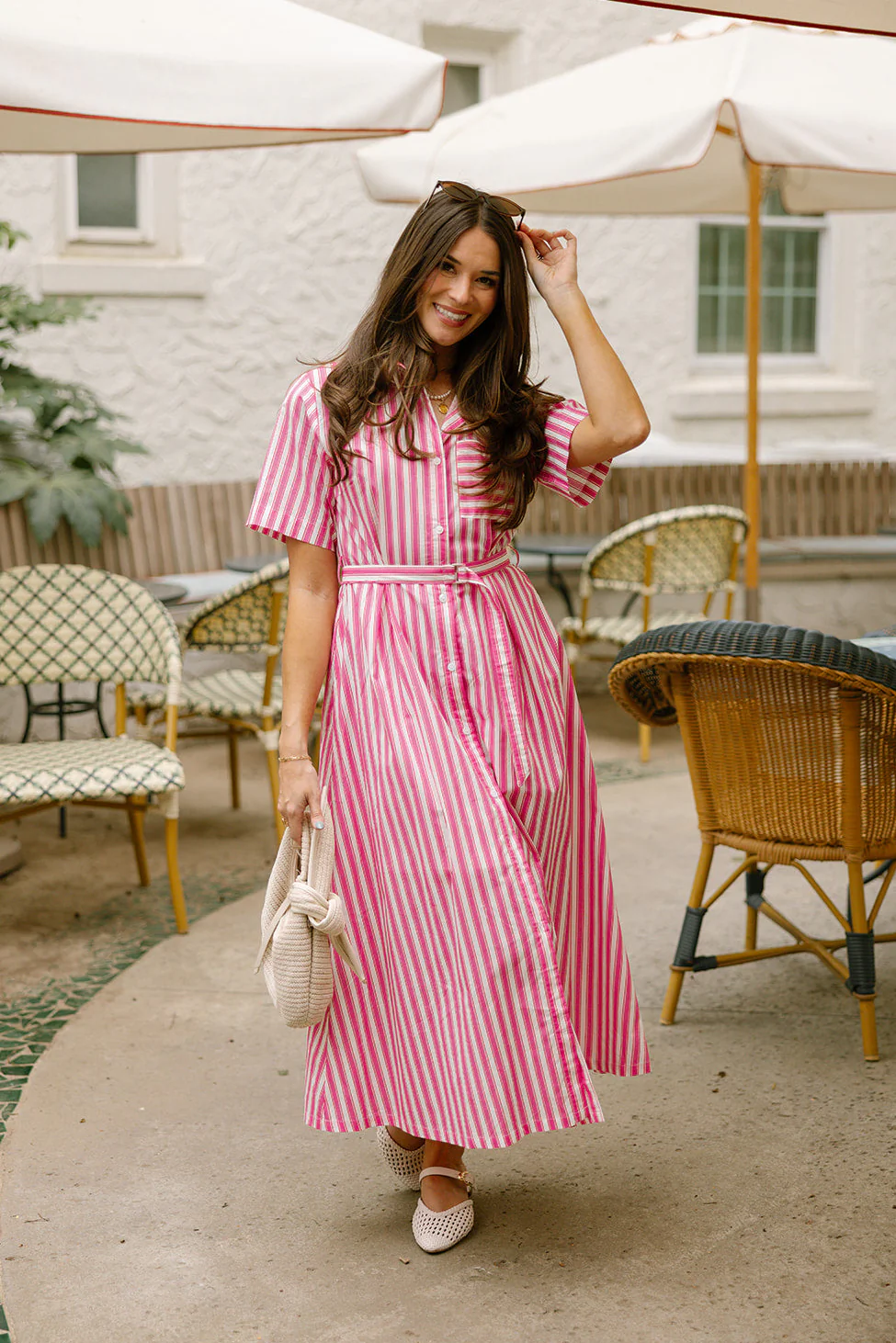 Juliette Stripe Button Up Midi Dress