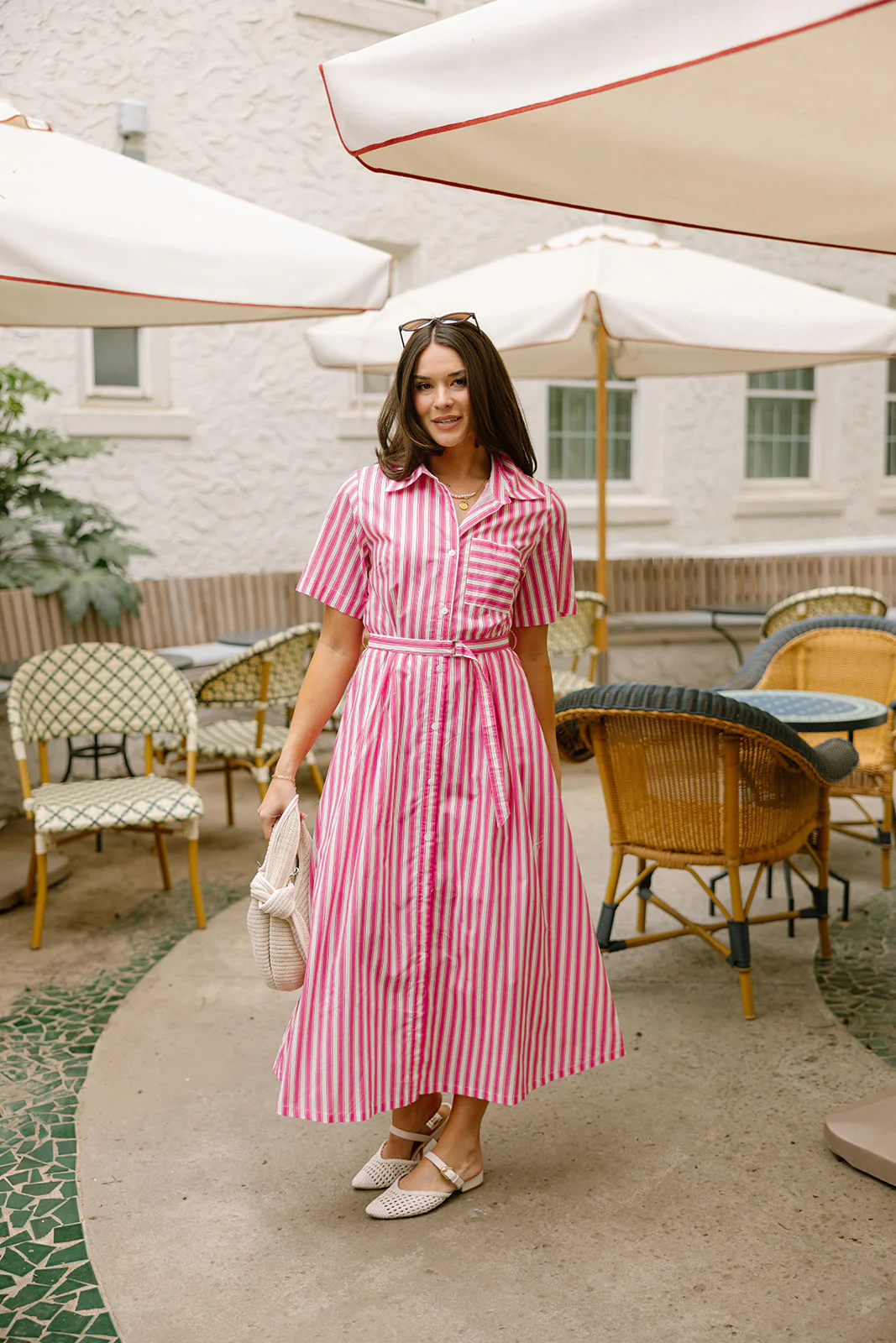 Juliette Stripe Button Up Midi Dress - Image 3