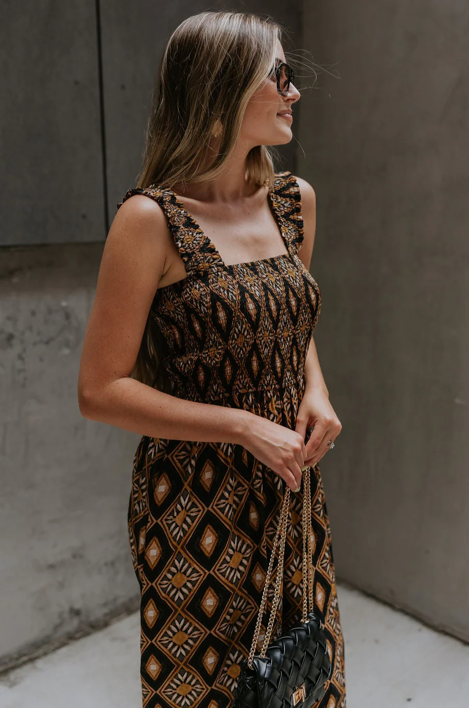 Dahlia Black & Rust Floral Midi Dress - Image 5
