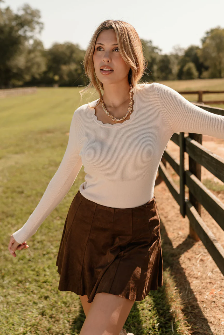 Dahlia Dark Brown Suede Mini Skirt