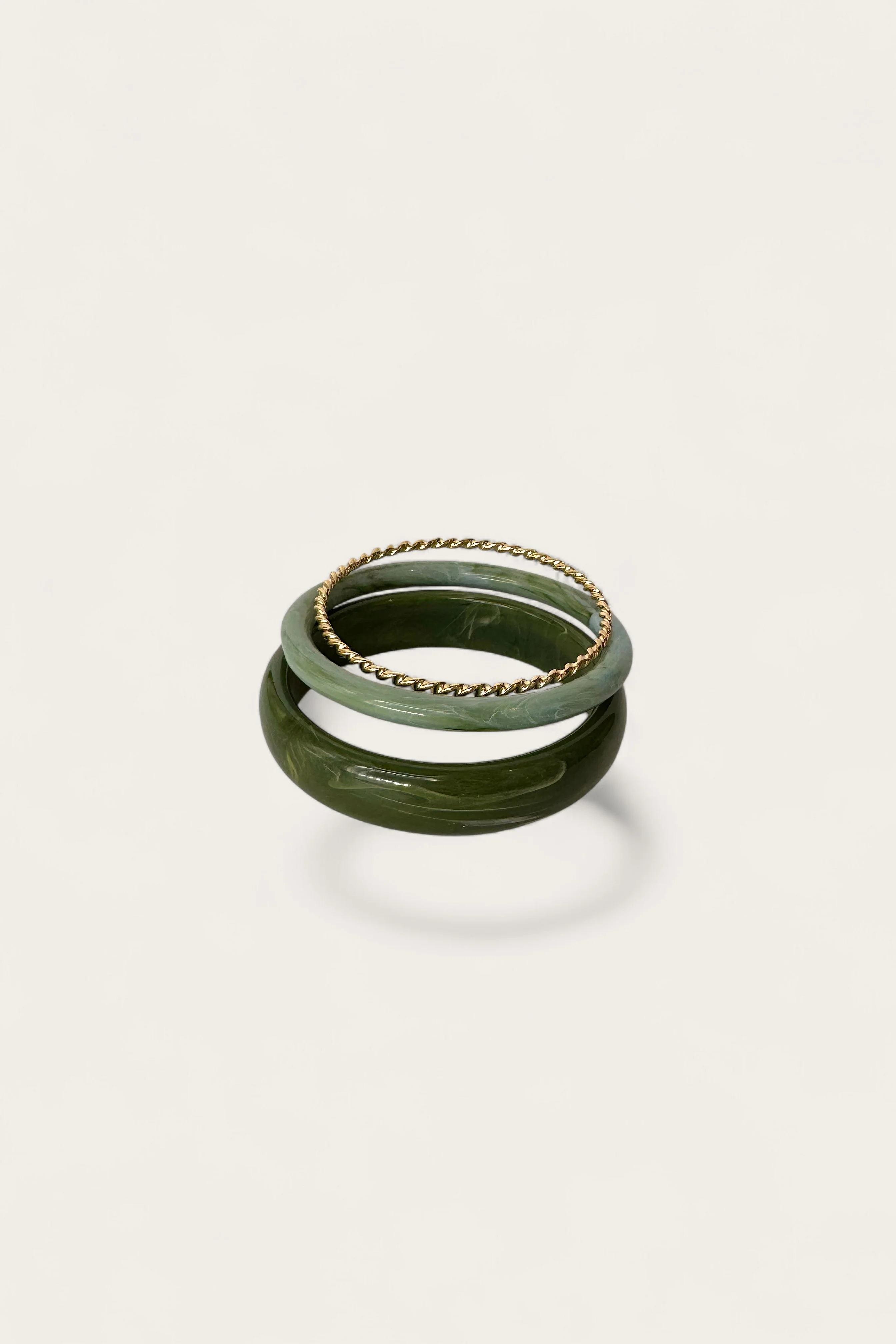 Dahlia Gold & Green Multi Bangle Set
