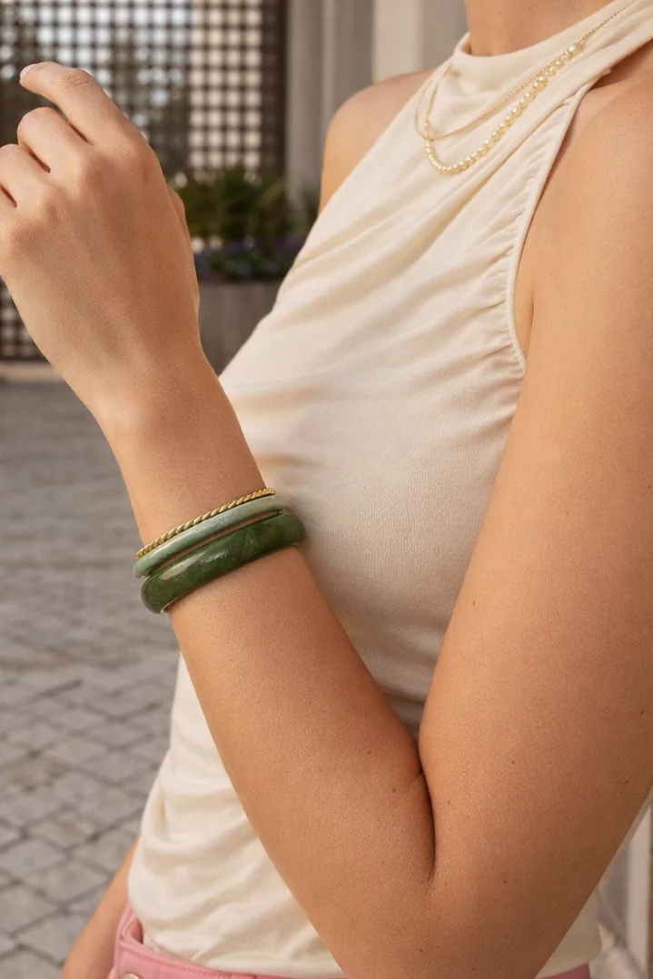 Dahlia Gold & Green Multi Bangle Set - Image 2