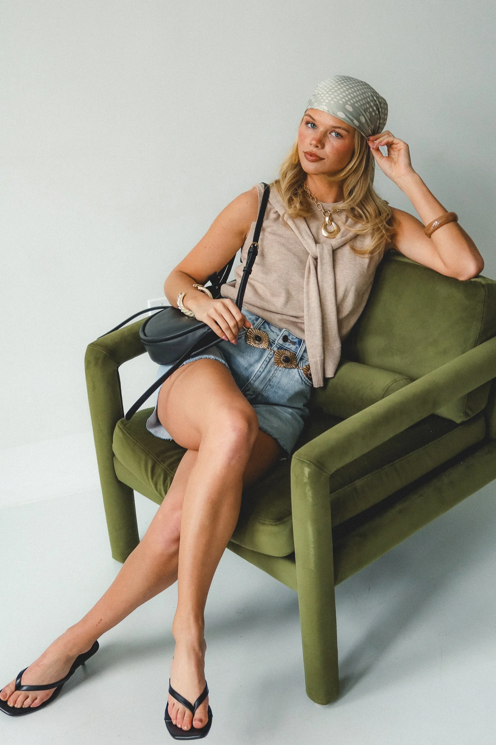 Dahlia Oatmeal Front Tie Knit Tank