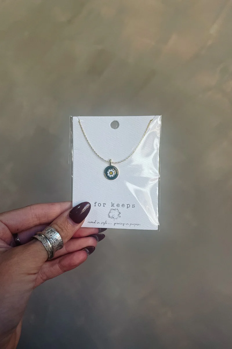 Daisy White Flower Gold Necklace