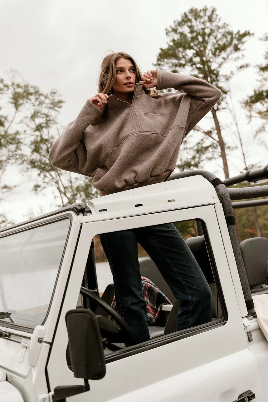 Dakota Brown Heather Quarter Zip Pullover - Image 7