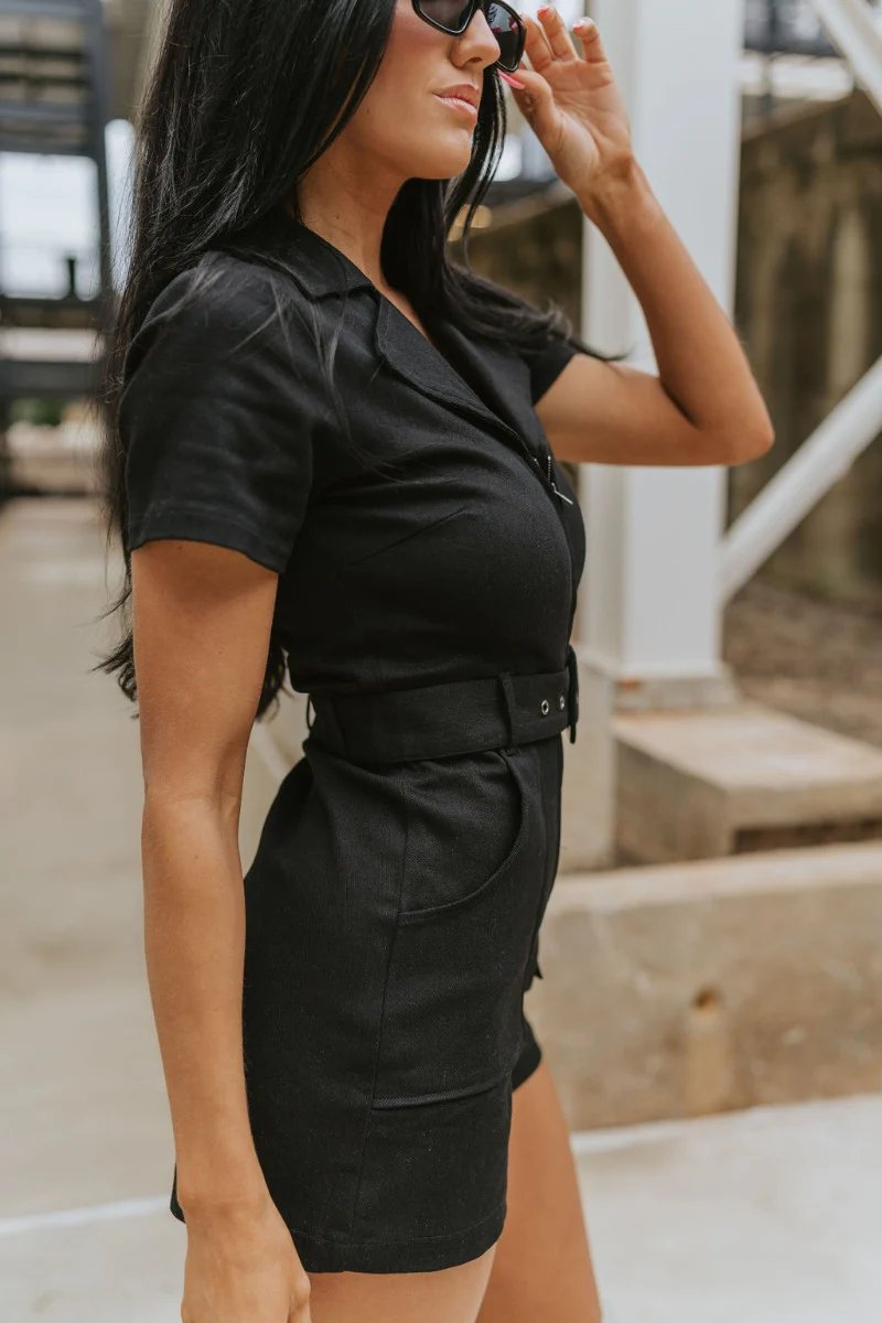 Dakota Denim Romper in Black - Image 5