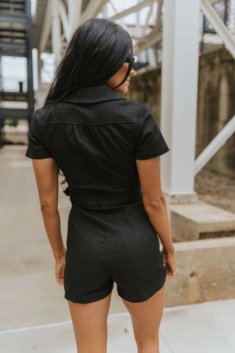 Dakota Denim Romper in Black - Image 6
