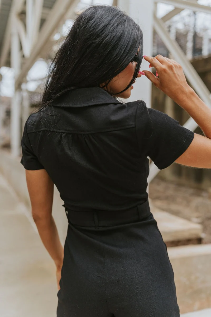 Dakota Denim Romper in Black - Image 7