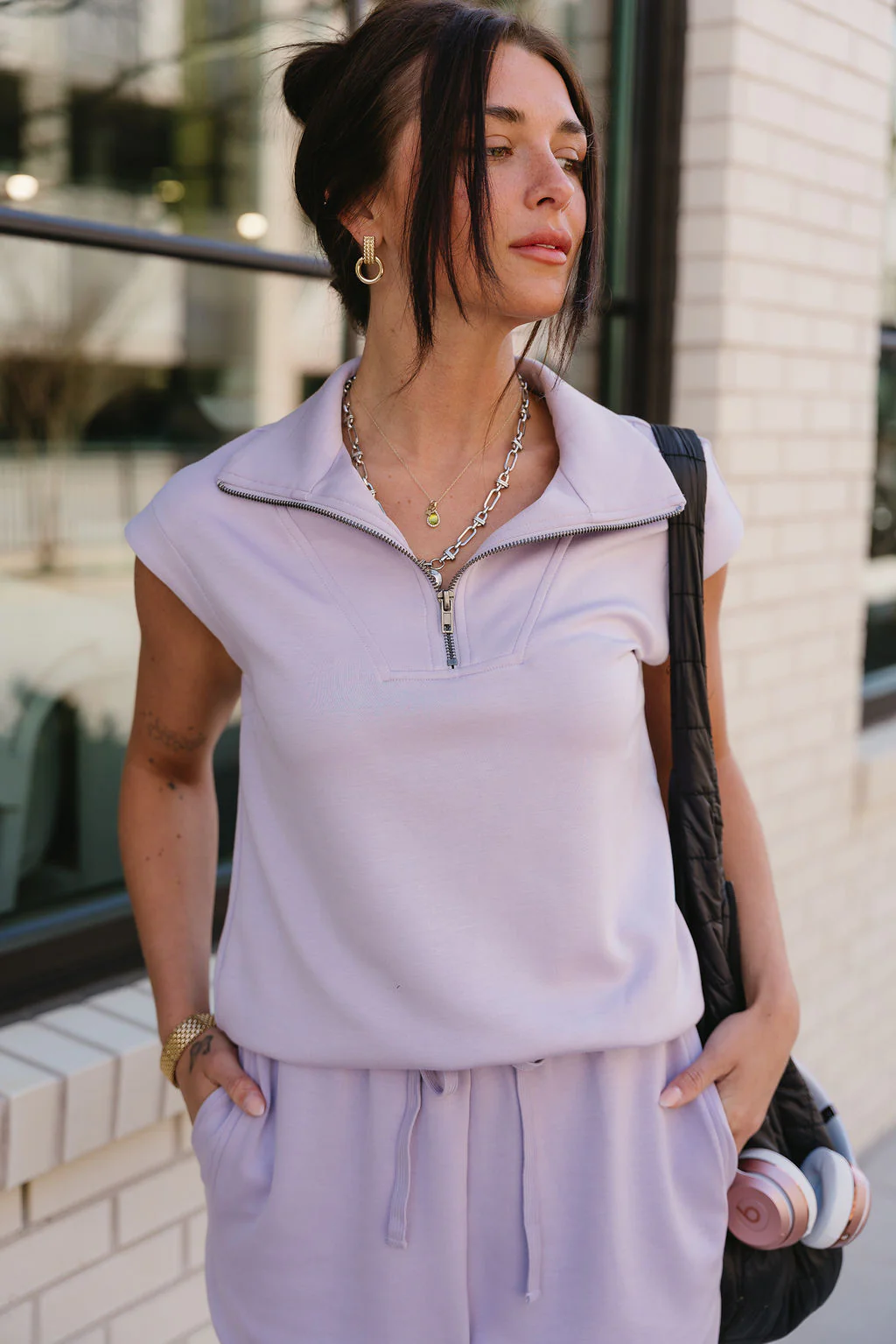 Dakota Lilac Quarter-Zip Butter Soft Top
