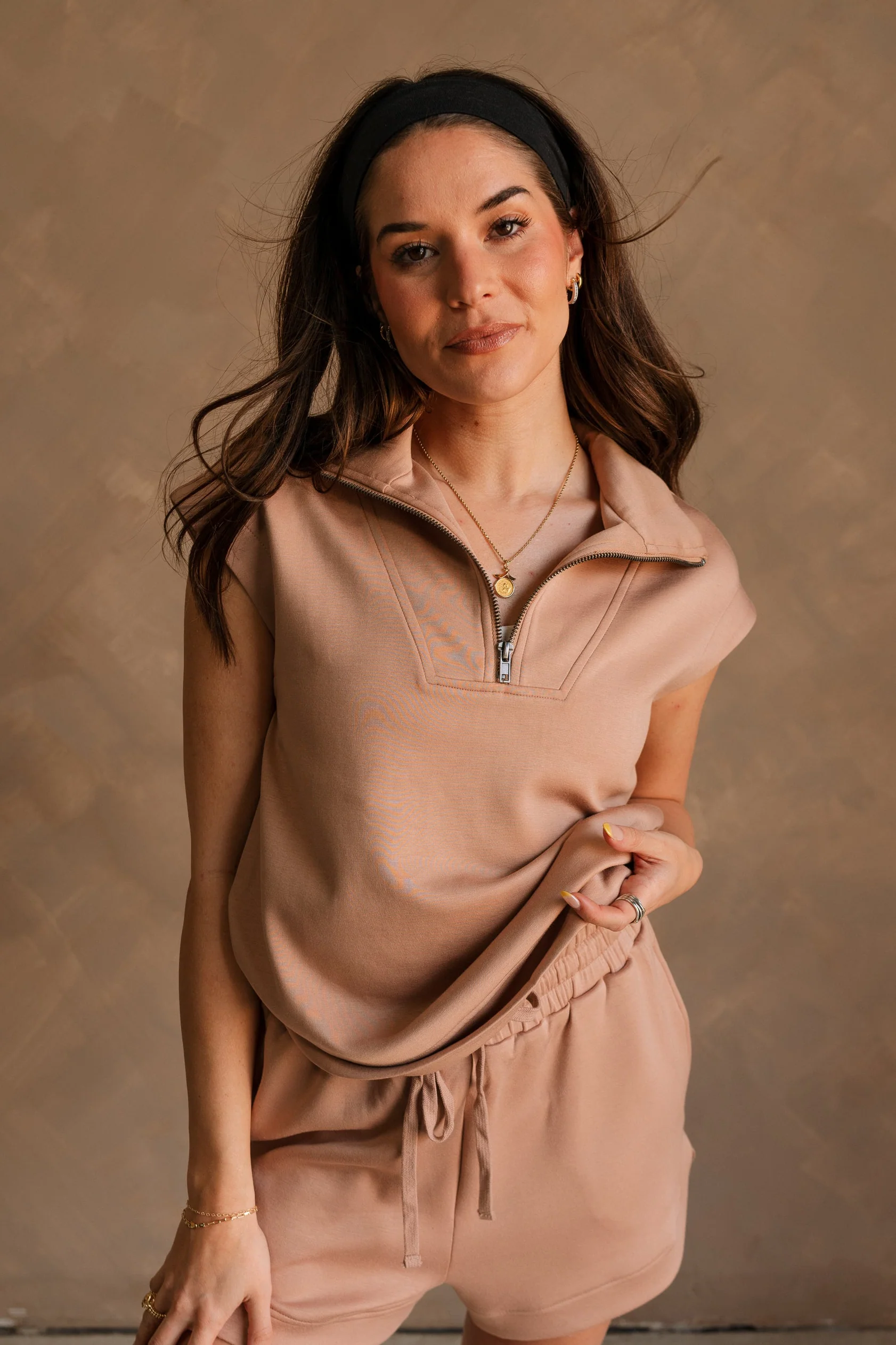 Dakota Taupe Quarter-Zip Butter Soft Top
