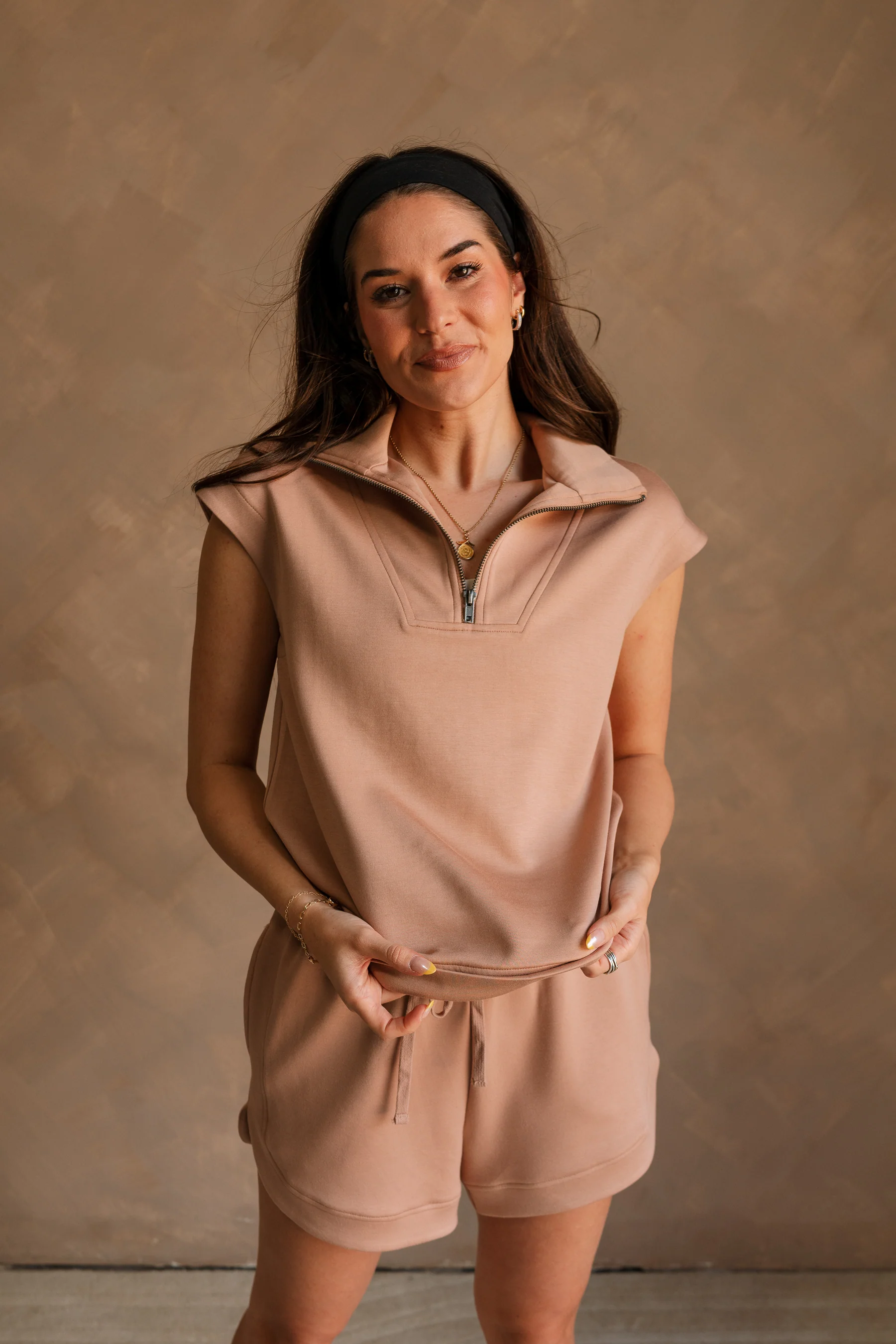 Dakota Taupe Quarter-Zip Butter Soft Top - Image 3