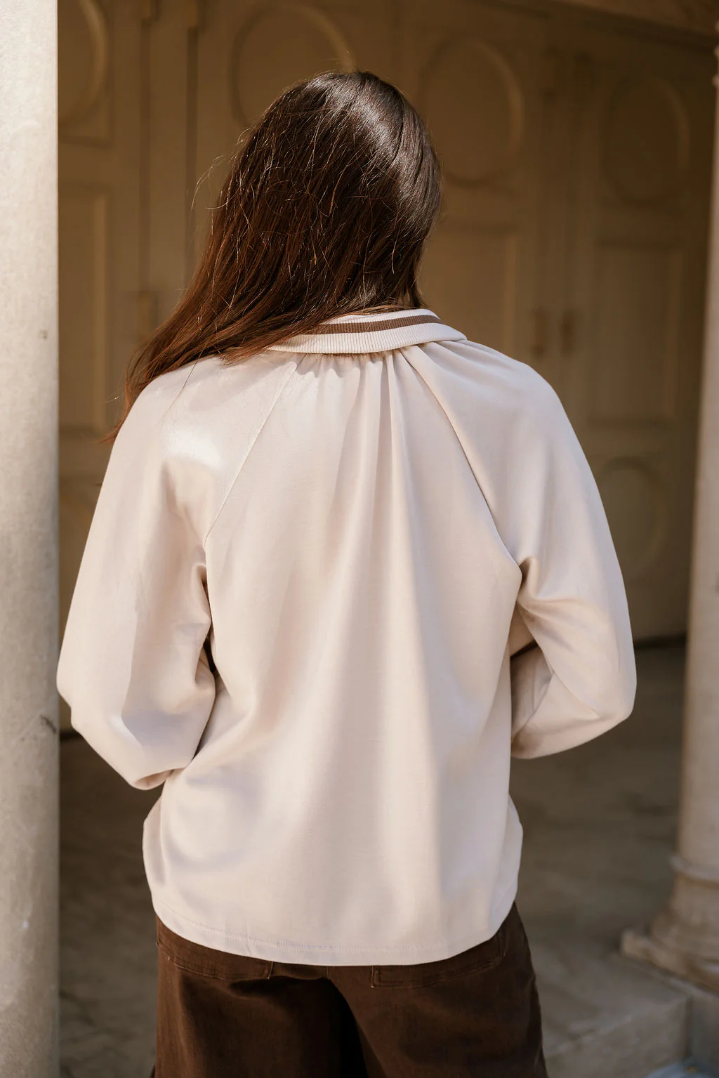 Dalia Beige Quarter Zip-Up Top - Image 7
