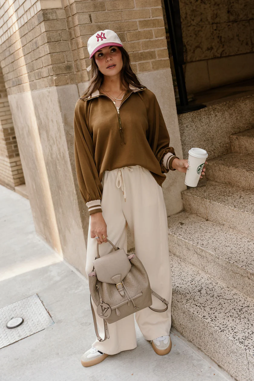 Dalia Olive Quarter Zip-Up Top - Image 3