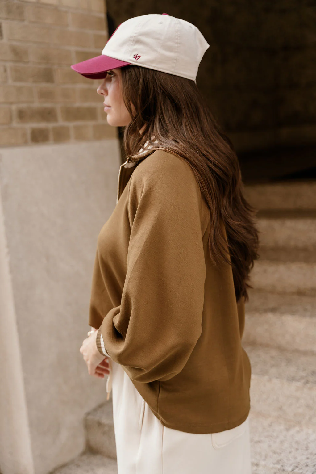 Dalia Olive Quarter Zip-Up Top - Image 7