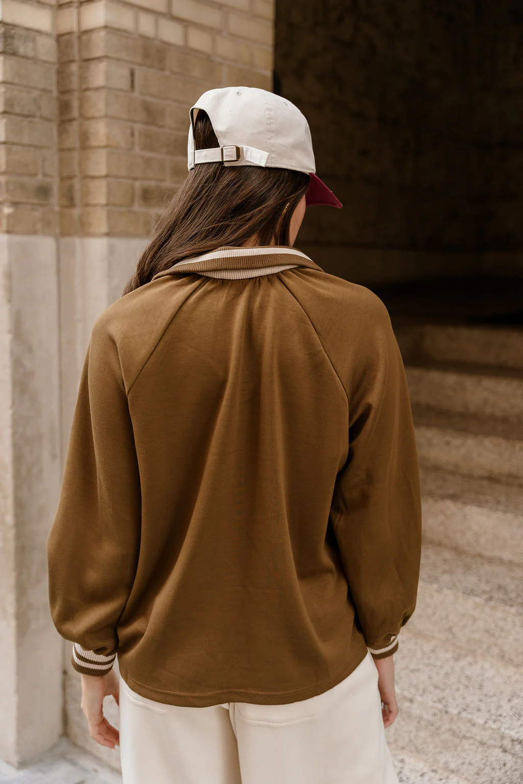 Dalia Olive Quarter Zip-Up Top - Image 8