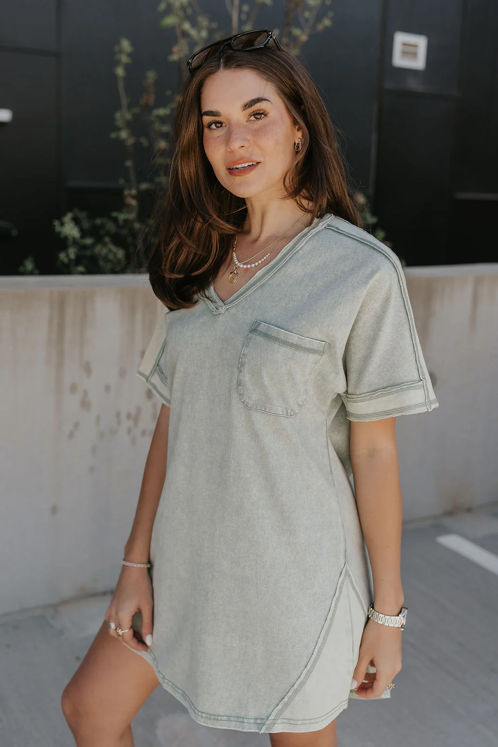 Dalia Washed Sage Mini Dress