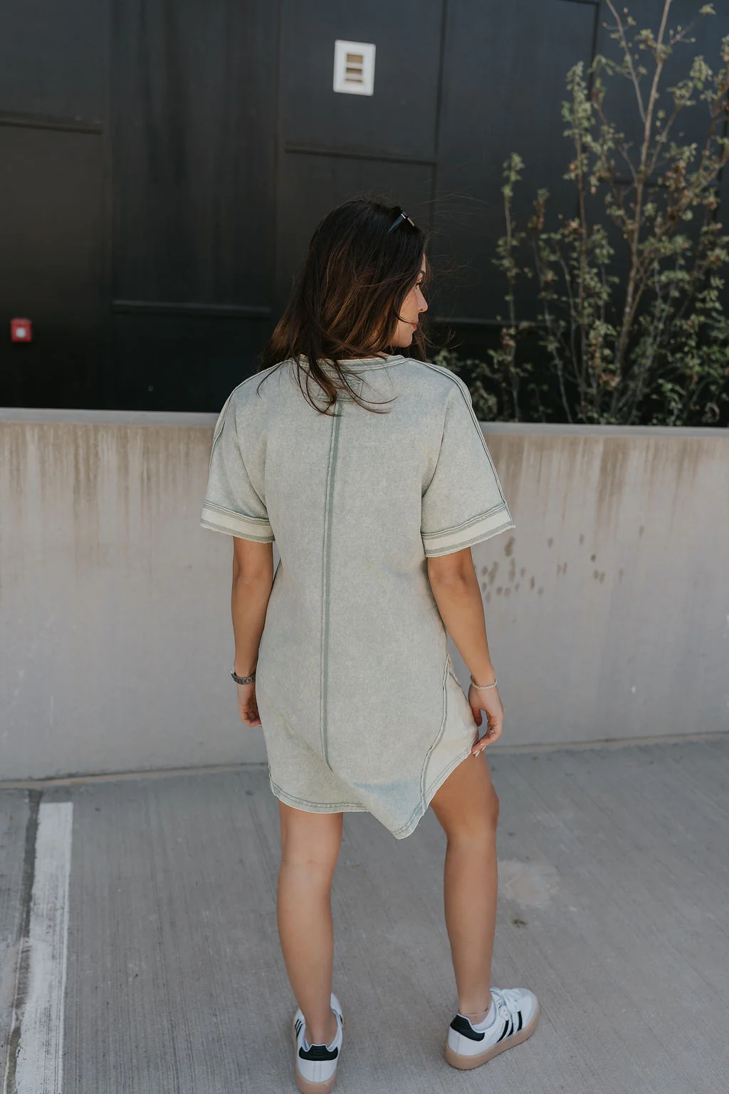 Dalia Washed Sage Mini Dress - Image 2