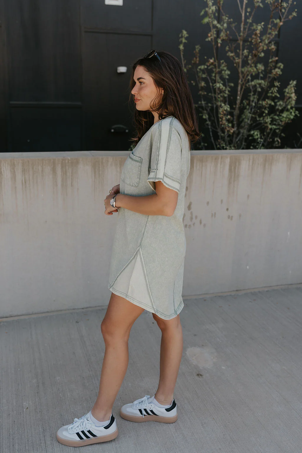Dalia Washed Sage Mini Dress - Image 3