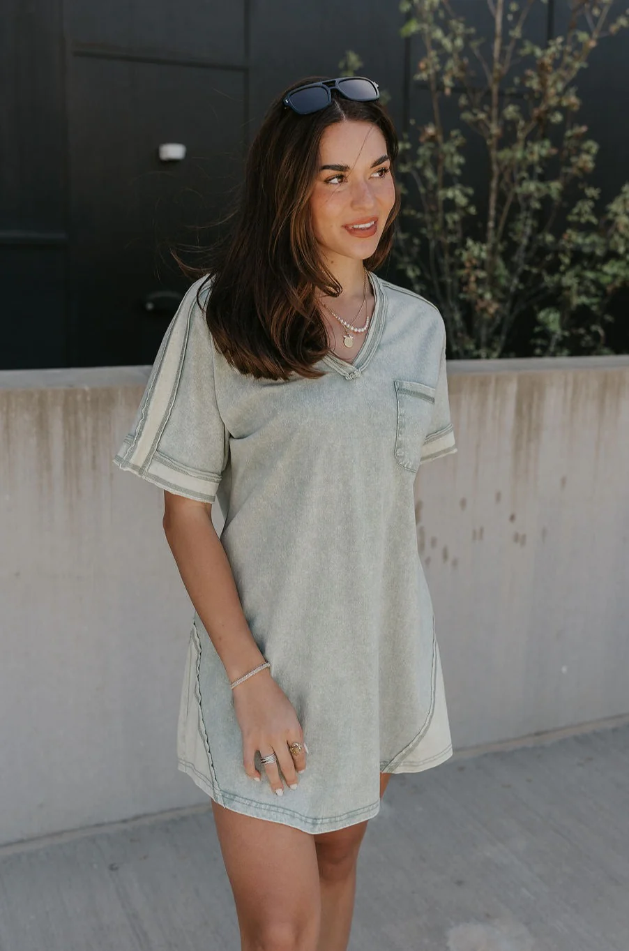 Dalia Washed Sage Mini Dress - Image 4