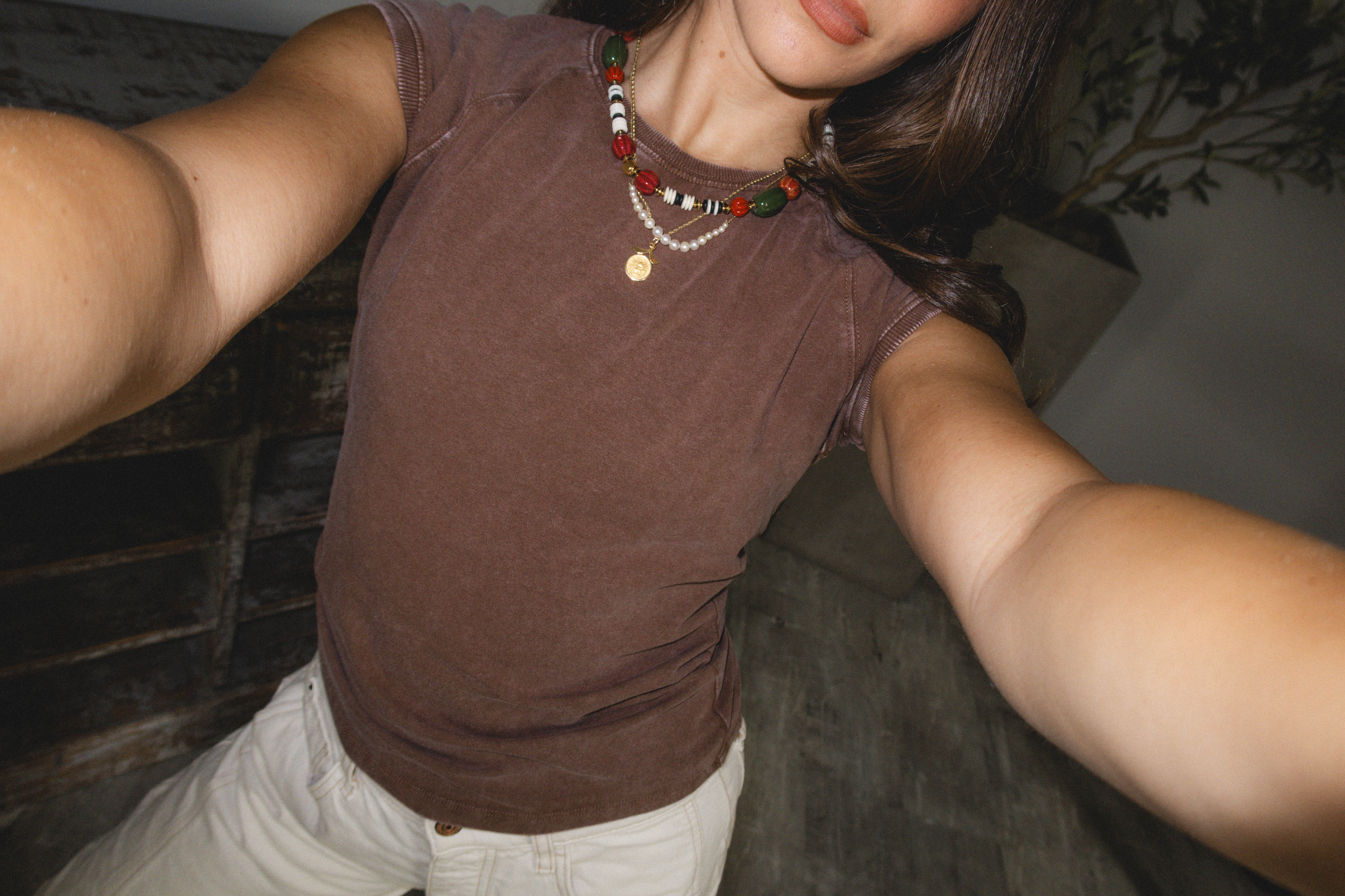 Dallas Washed Brown Cap Sleeve Tee - Image 7