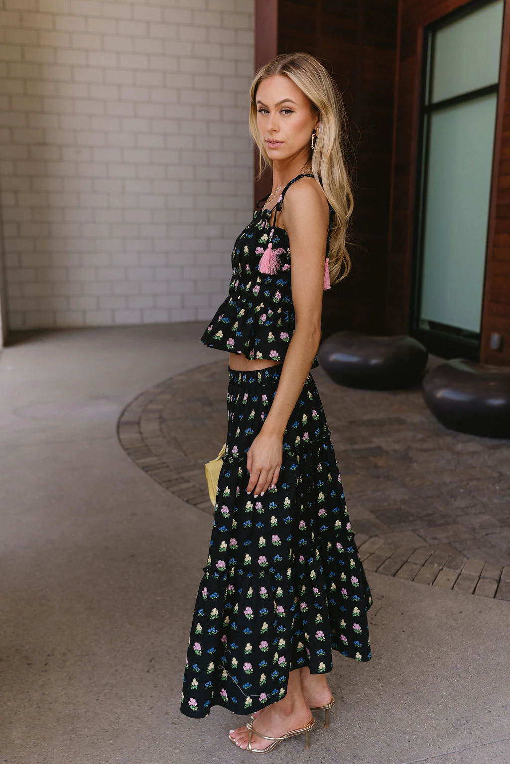 Dana Black Floral Midi Skirt - Image 3