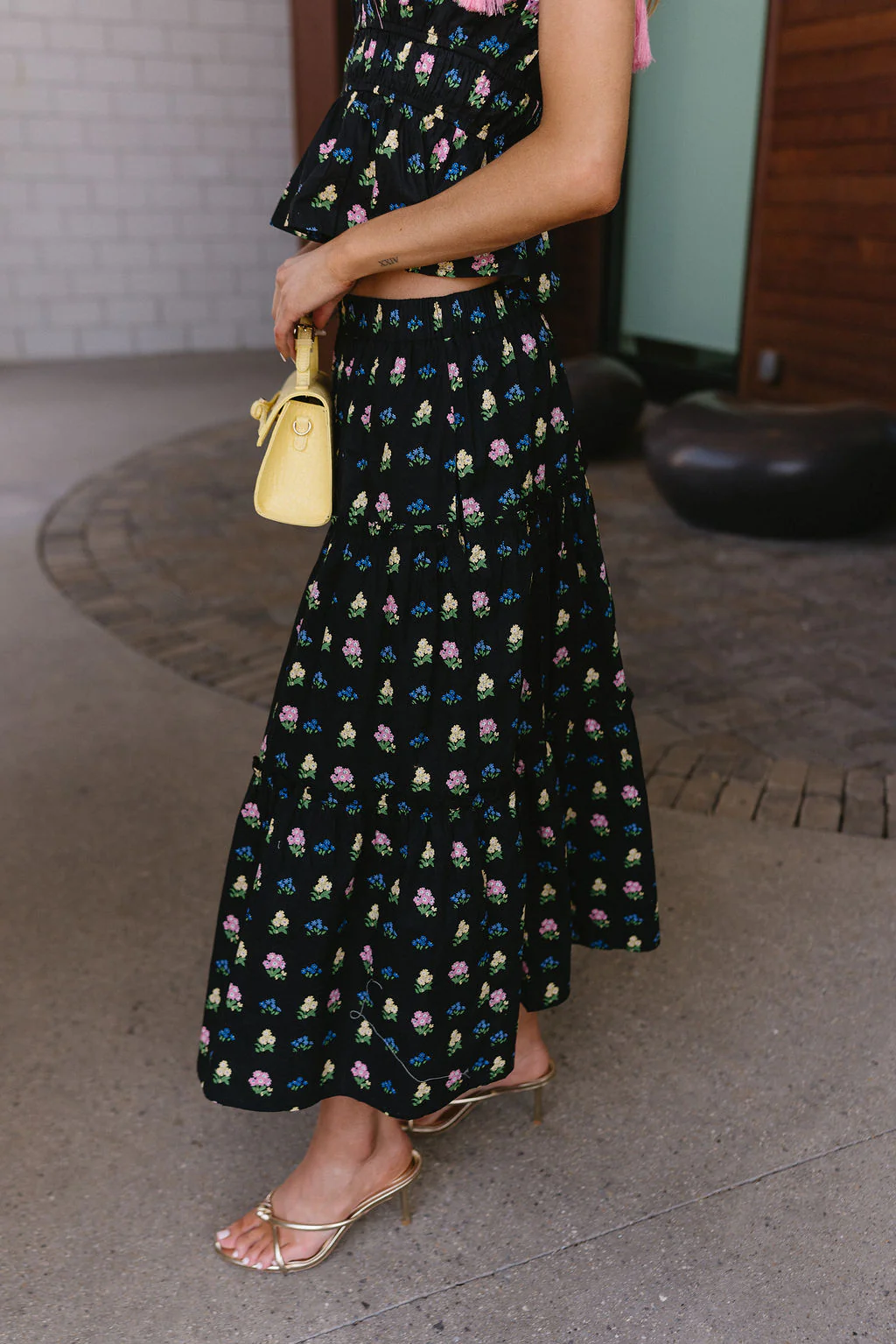 Dana Black Floral Midi Skirt - Image 4