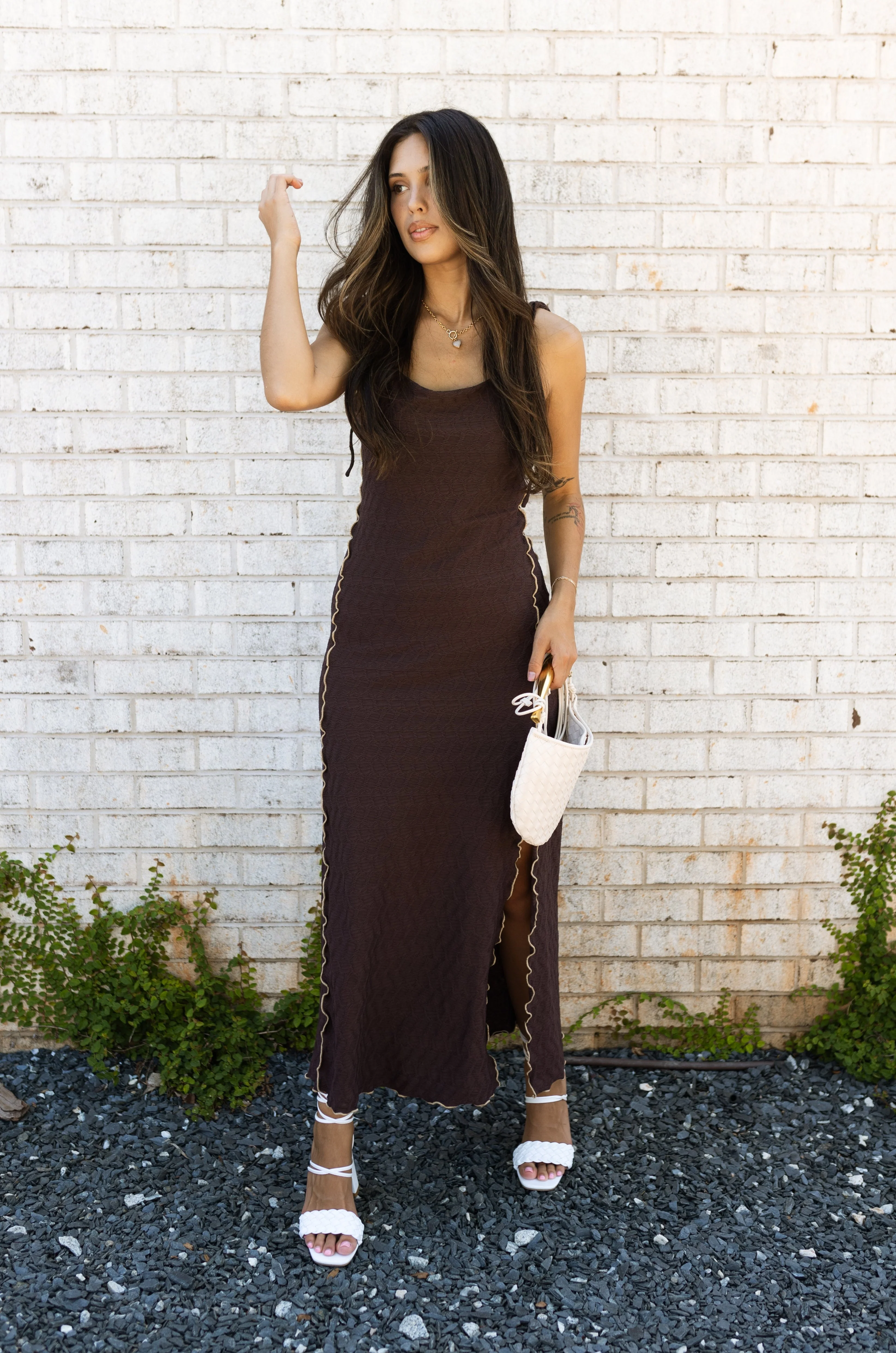 Dana Dark Brown Sleeveless Midi Dress - Image 3