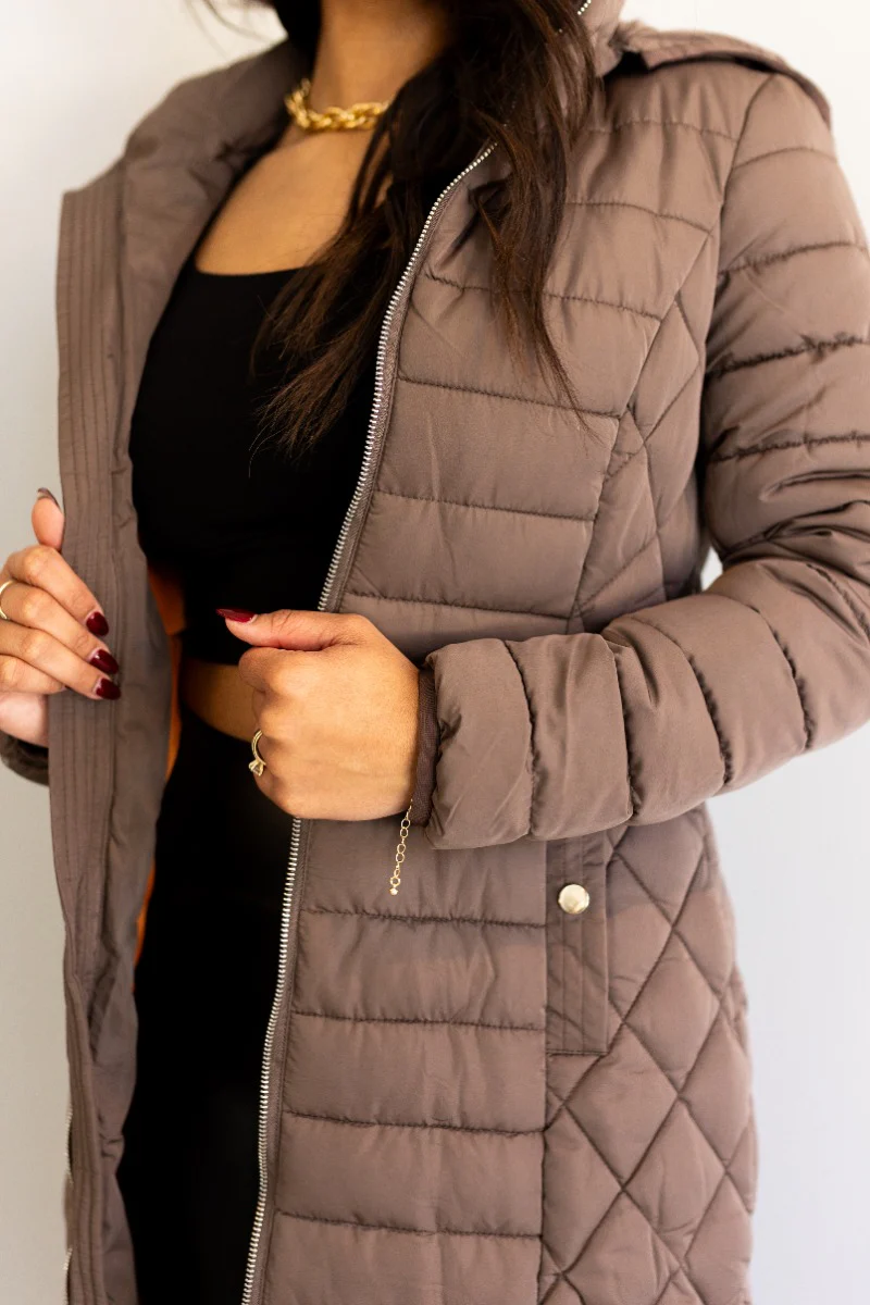 Dani Brown Longline Puffer Jacket - Image 4