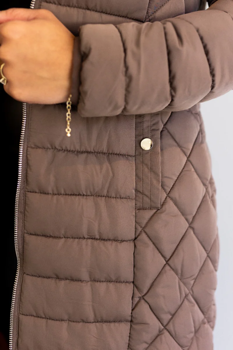 Dani Brown Longline Puffer Jacket - Image 5
