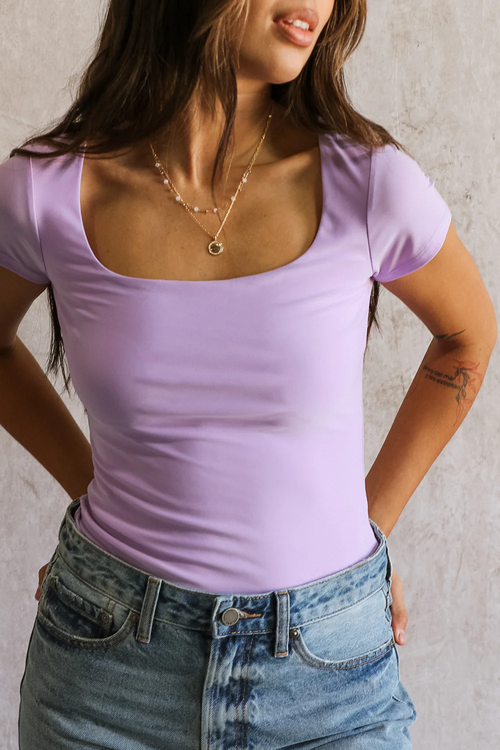 Dani Lavender Short Sleeve Top - Image 3
