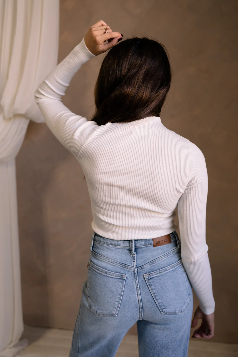 Dani Ribbed Mock Neck Long Sleeve Top - Image 5