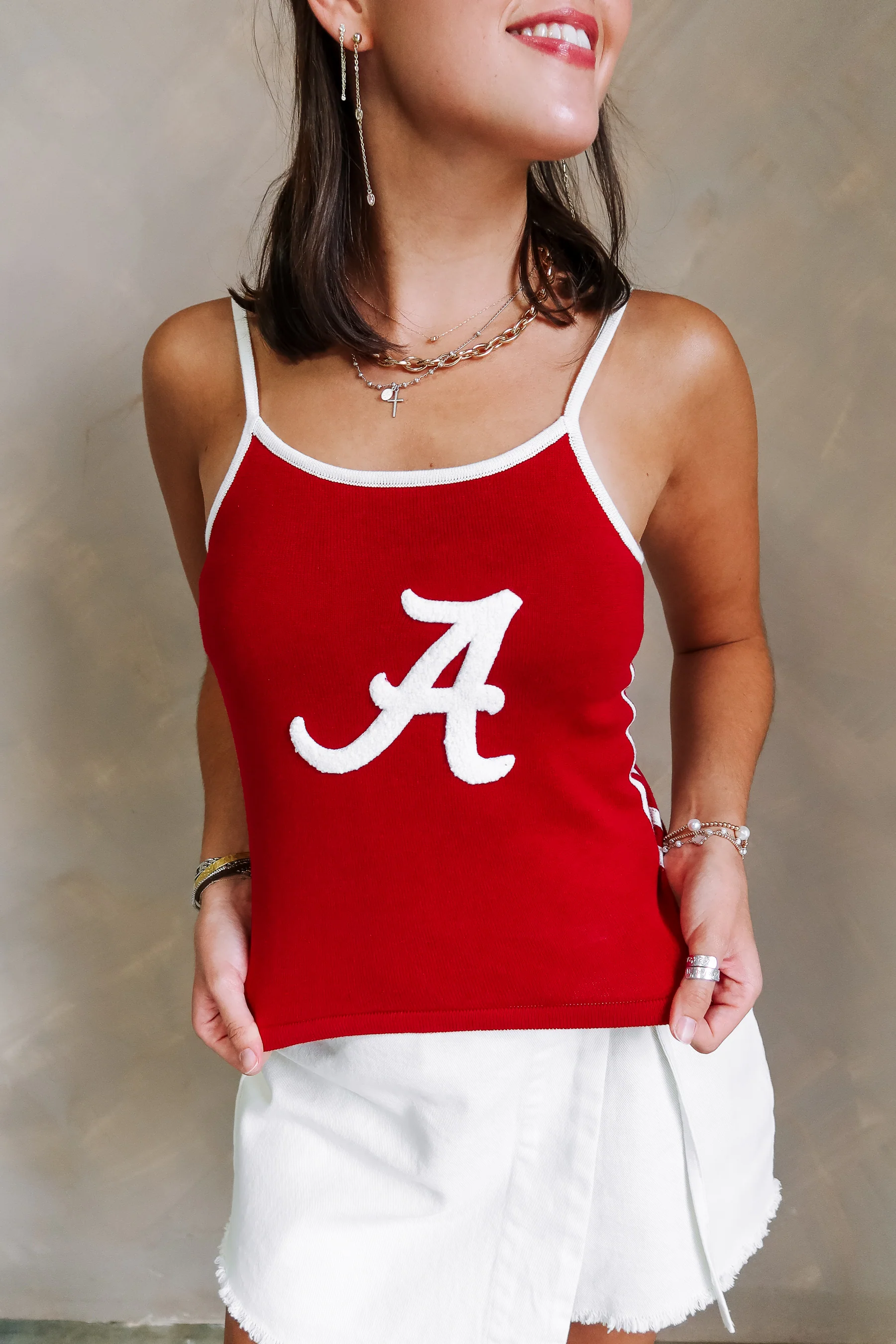 Danica Maroon & White "A" Graphic Tank - Image 3