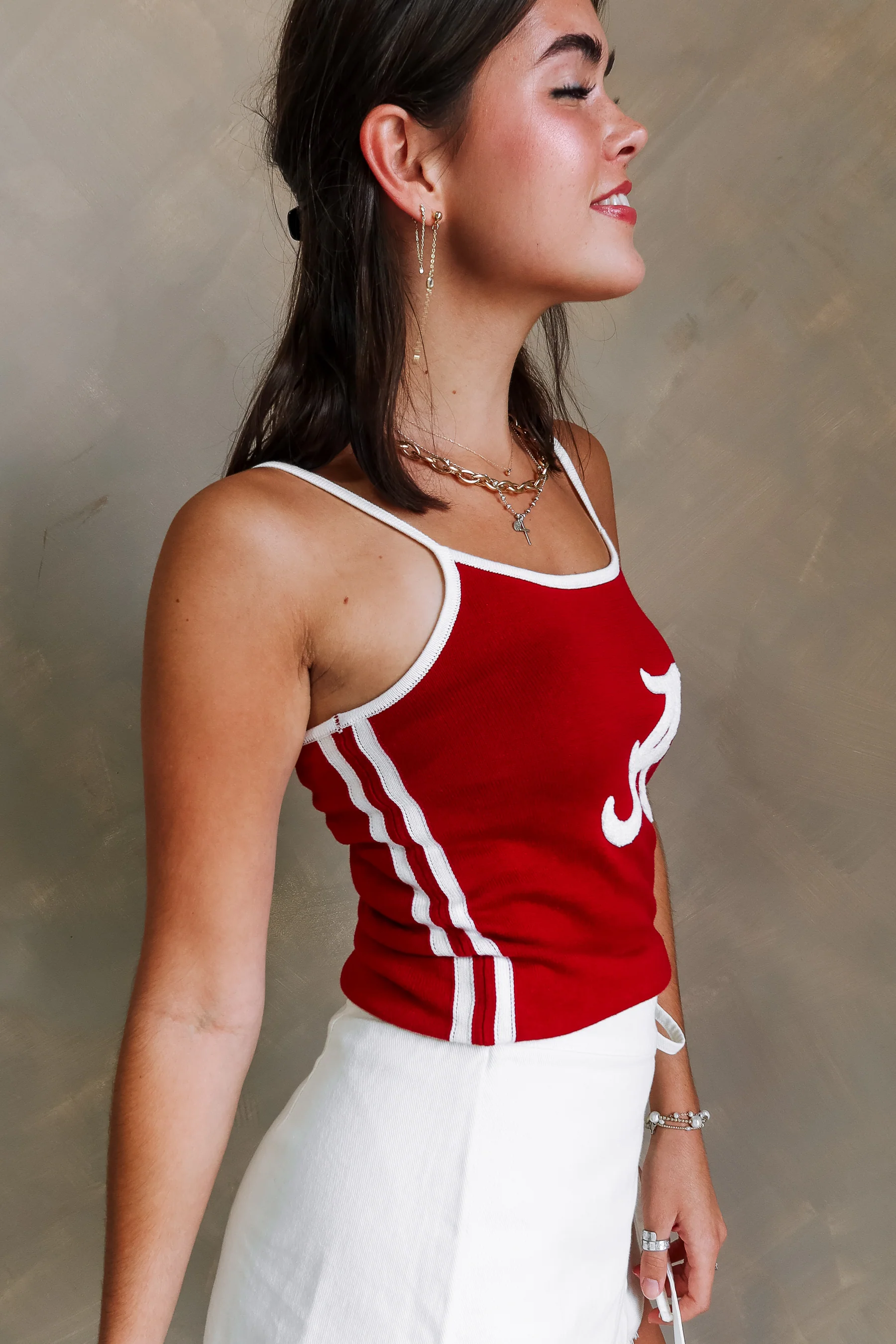 Danica Maroon & White "A" Graphic Tank - Image 6