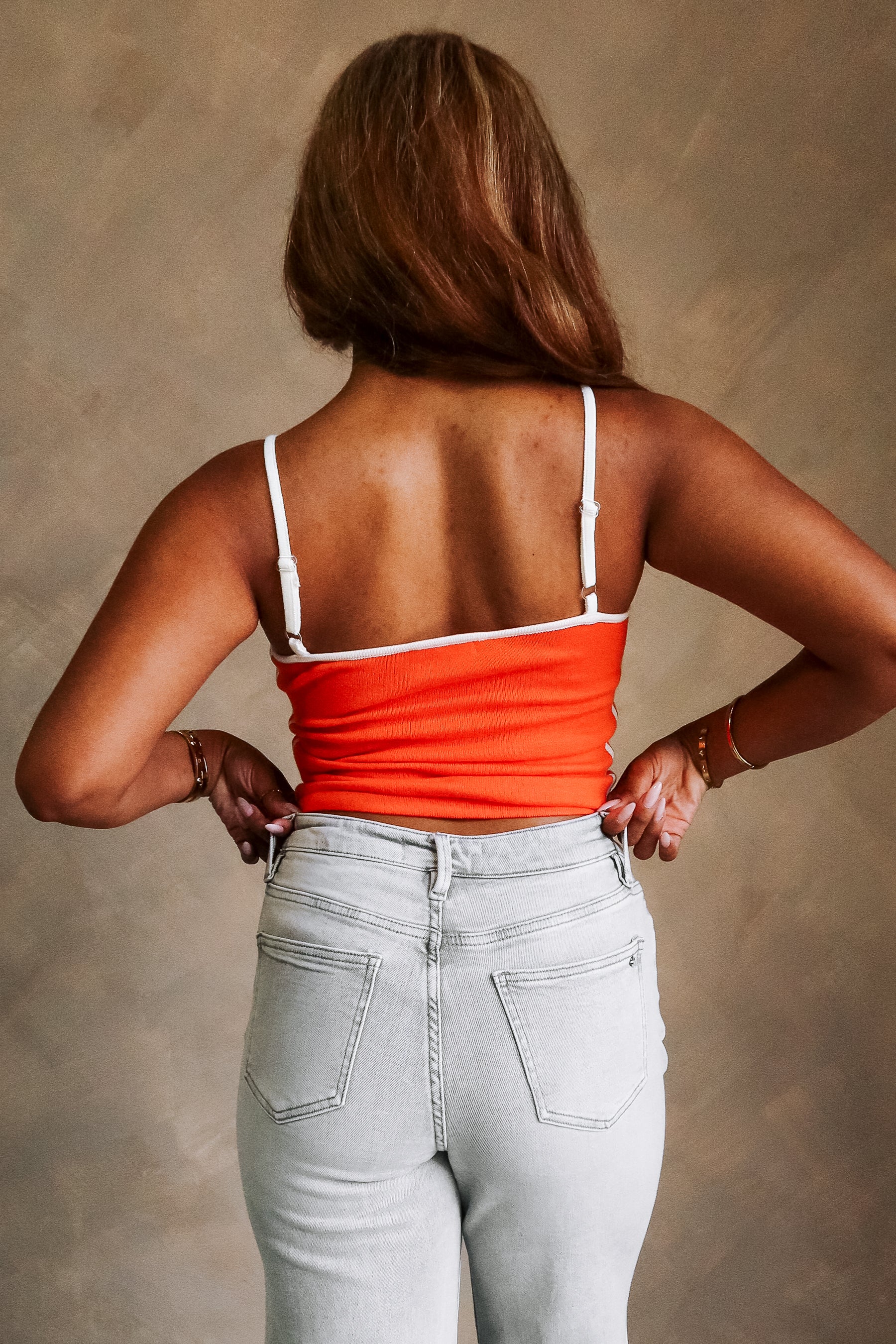 Danica Orange & White "T" Graphic Tank - Image 8